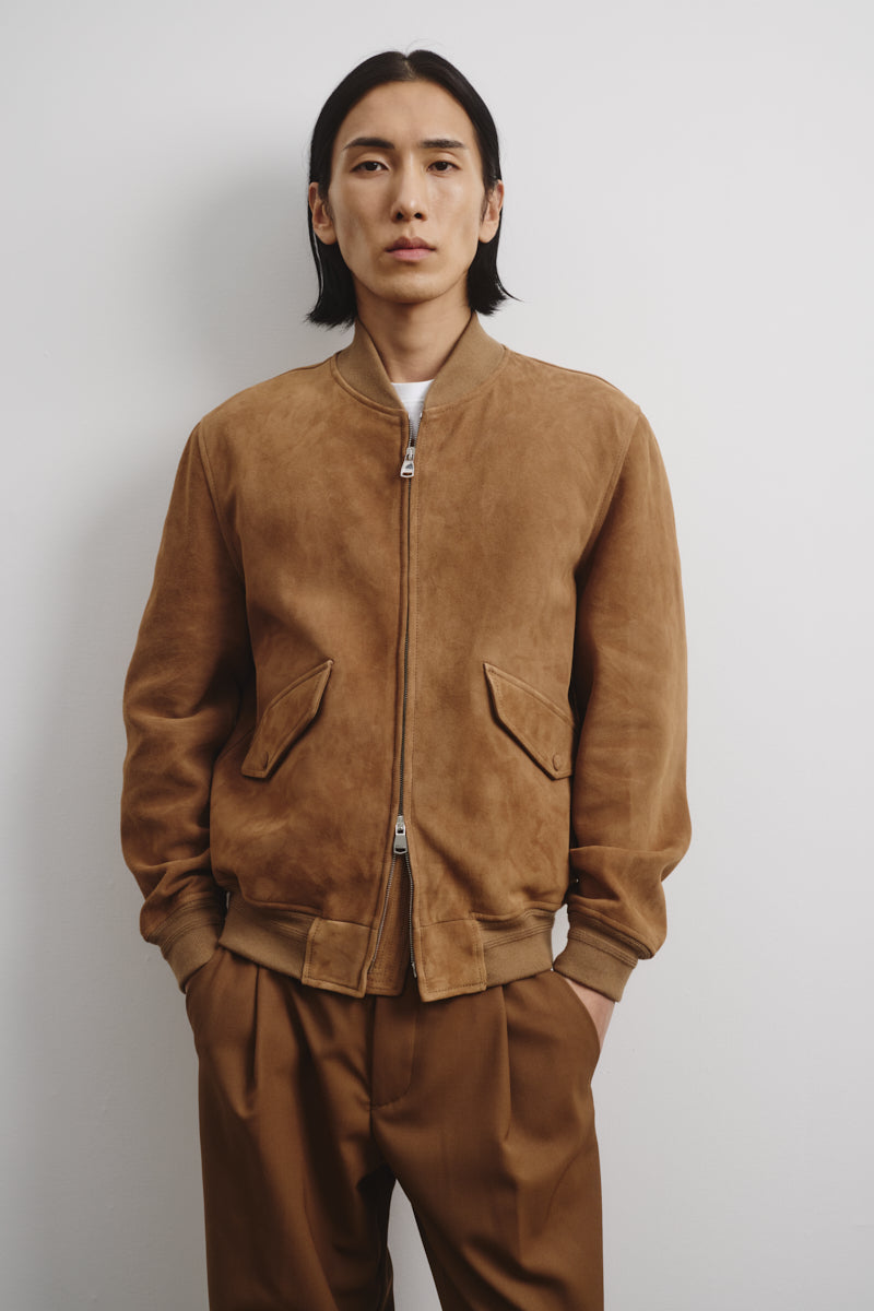 Giubbotto bomber Sergent in suede, sfoderato. Beige - Arachide