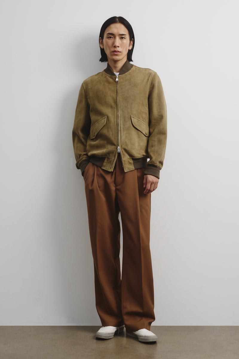 Giubbotto bomber Sergent in suede, sfoderato: Green - Soldier