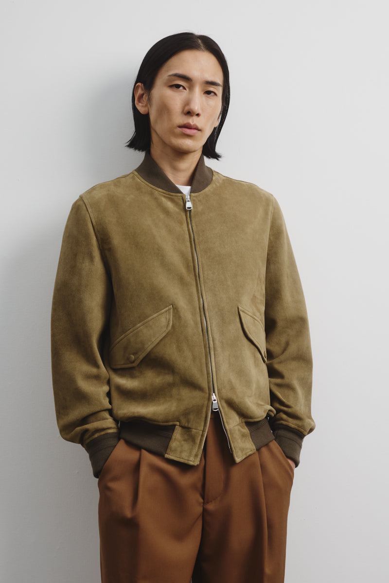 Giubbotto bomber Sergent in suede, sfoderato: Green - Soldier