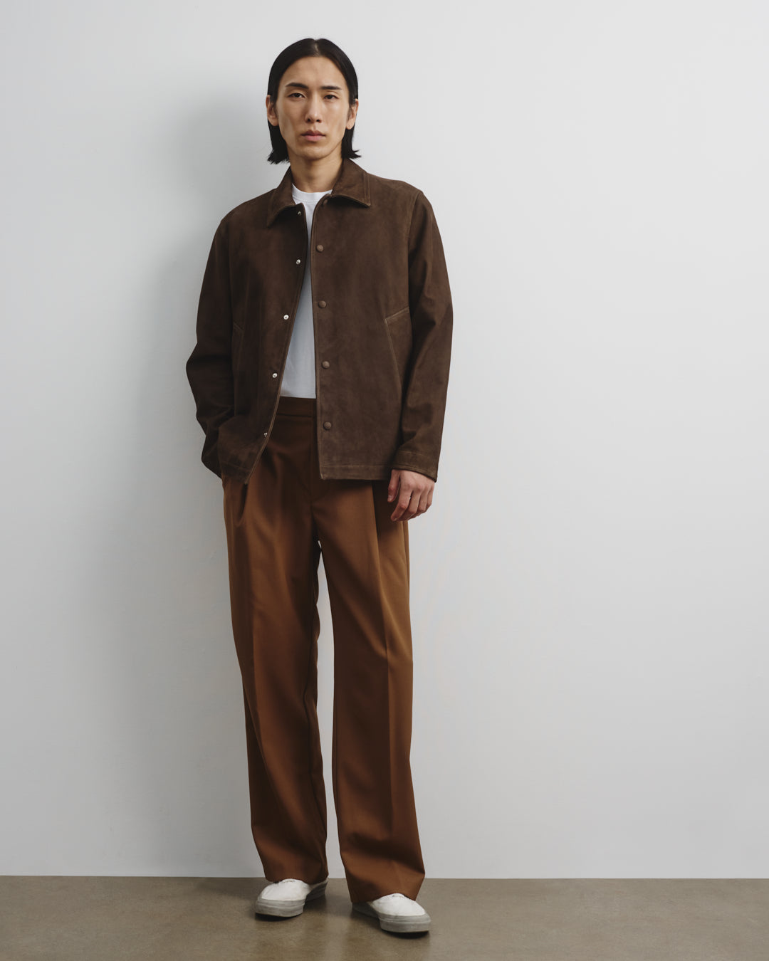 Ted unlined coach jacket in suede leather. Green