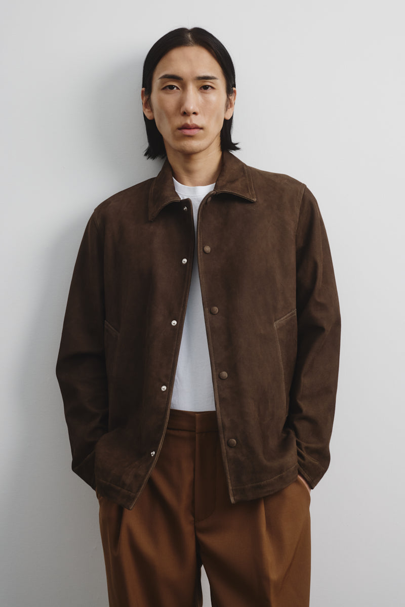 Coach jacket Ted in suede, sfoderata. Verde - Muschio