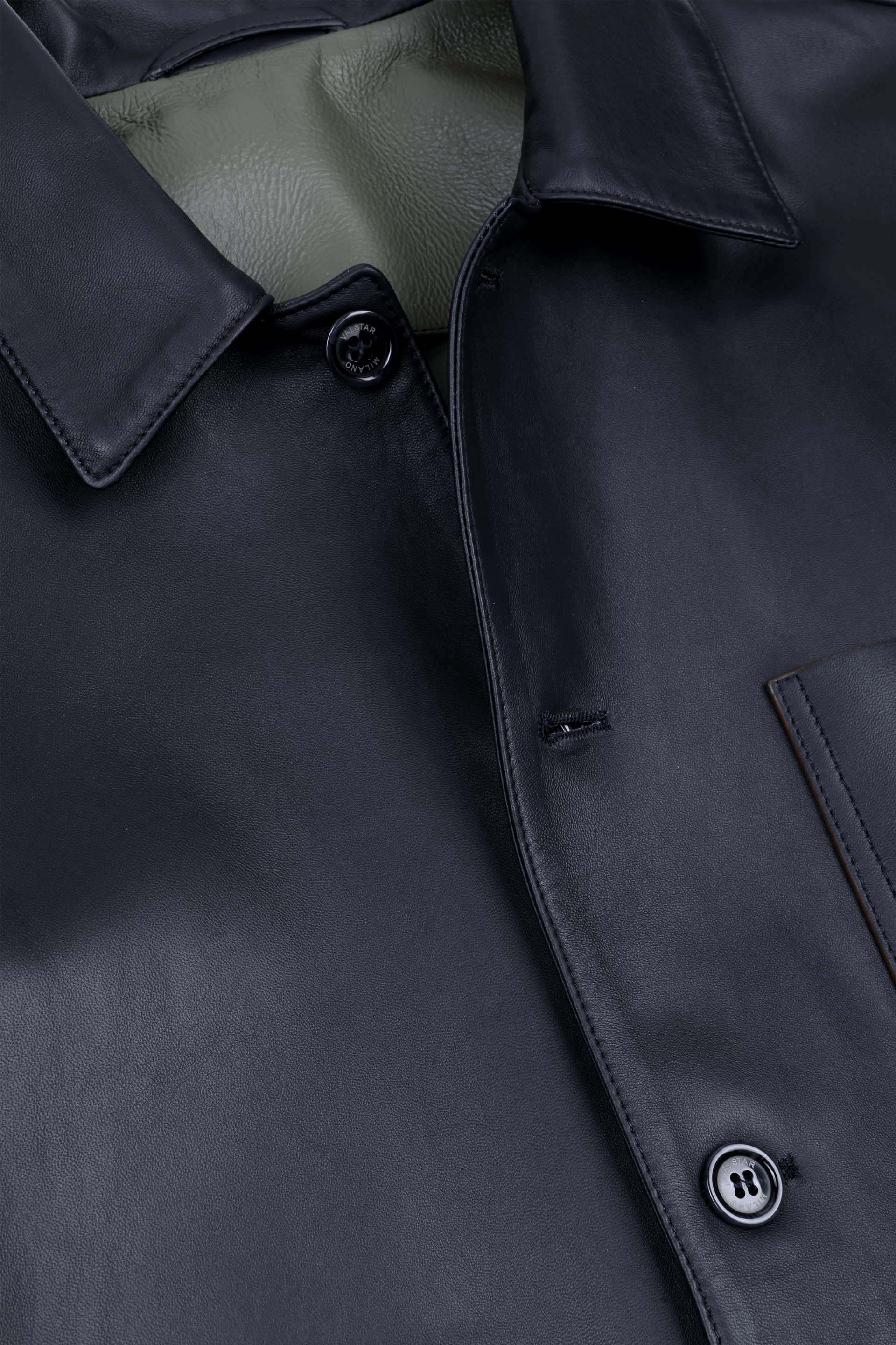 Work jacket Luke in nappa, sfoderata. - Navy blue