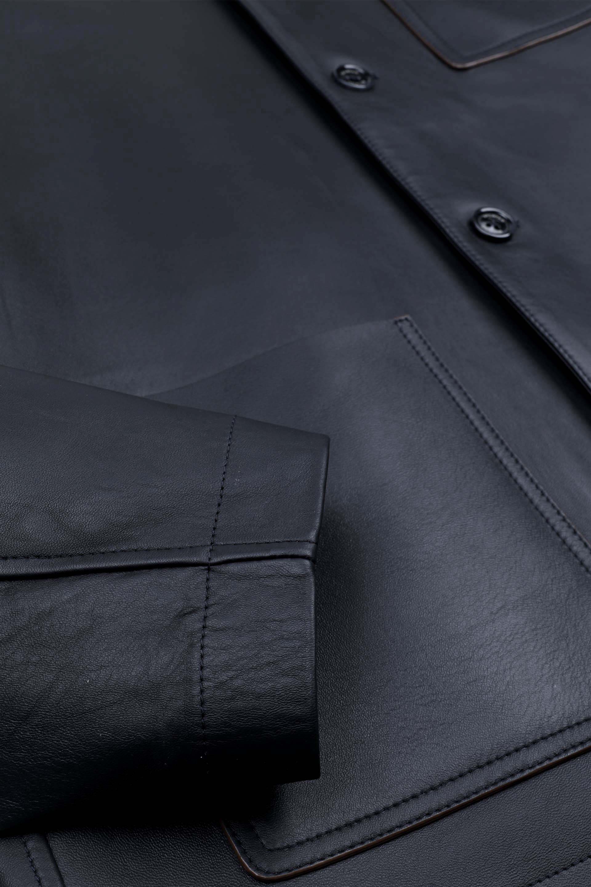 Work jacket Luke in nappa, sfoderata. - Navy blue