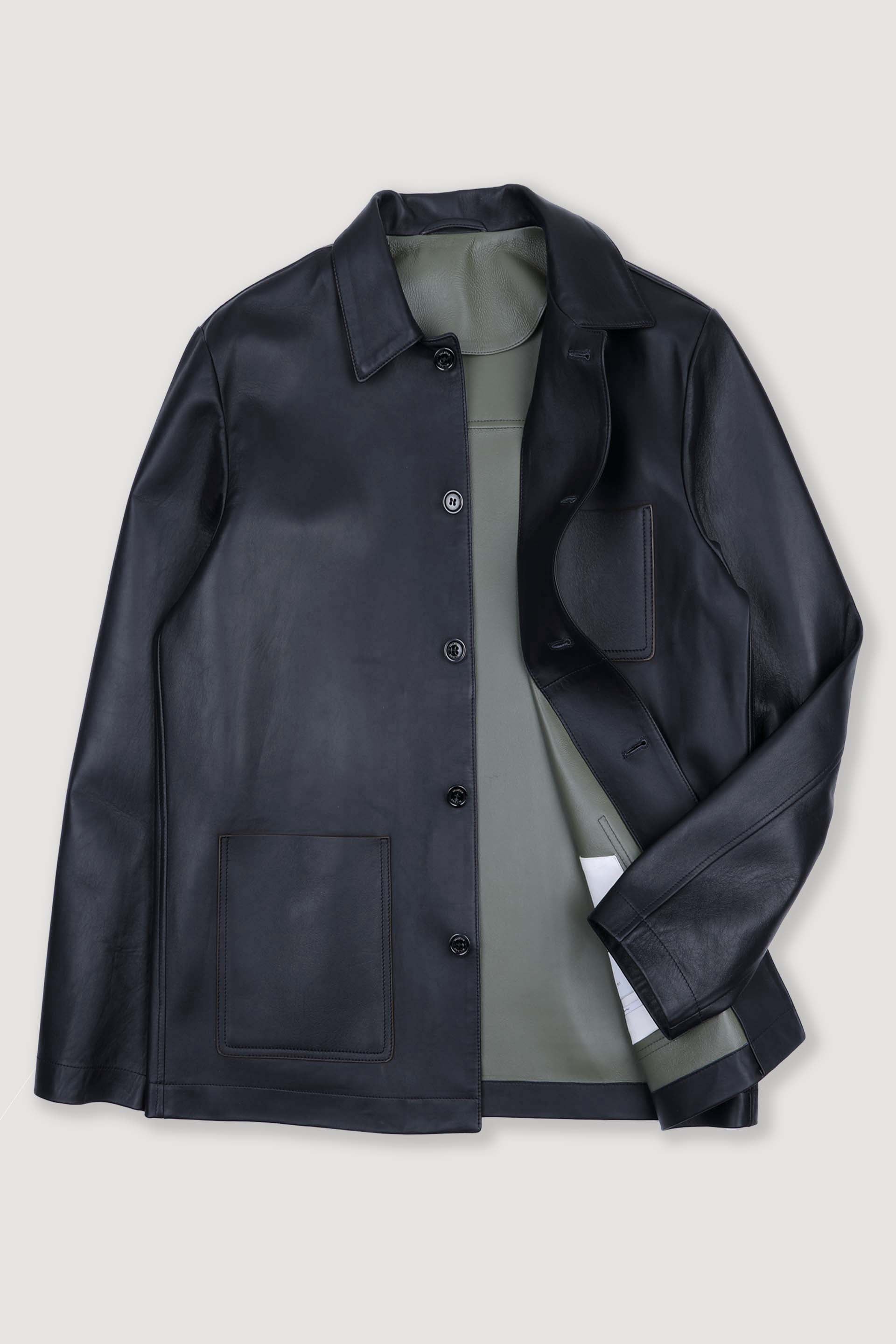 Work jacket Luke in nappa, sfoderata. - Navy blue