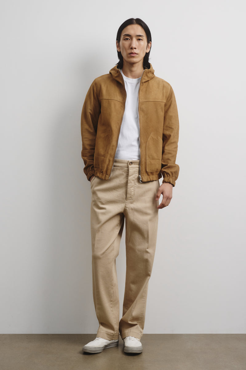 Giubbotto Coyle reversibile con cappuccio in suede e tessuto waterproof. Beige - Arachide/Military