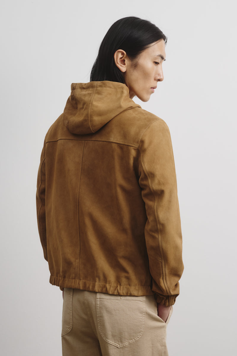 Giubbotto Coyle reversibile con cappuccio in suede e tessuto waterproof. Beige - Arachide/Military