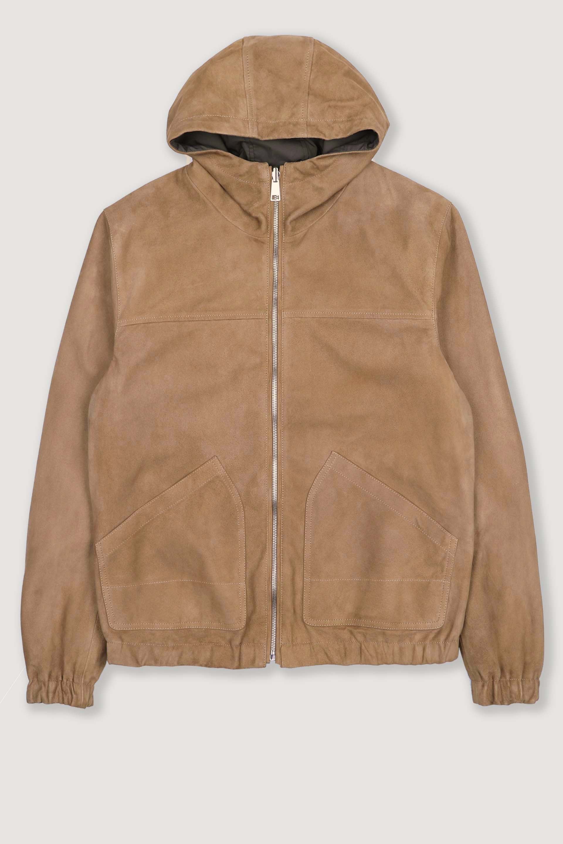 Giubbotto Coyle reversibile con cappuccio in suede e tessuto waterproof. Beige - Arachide/Military