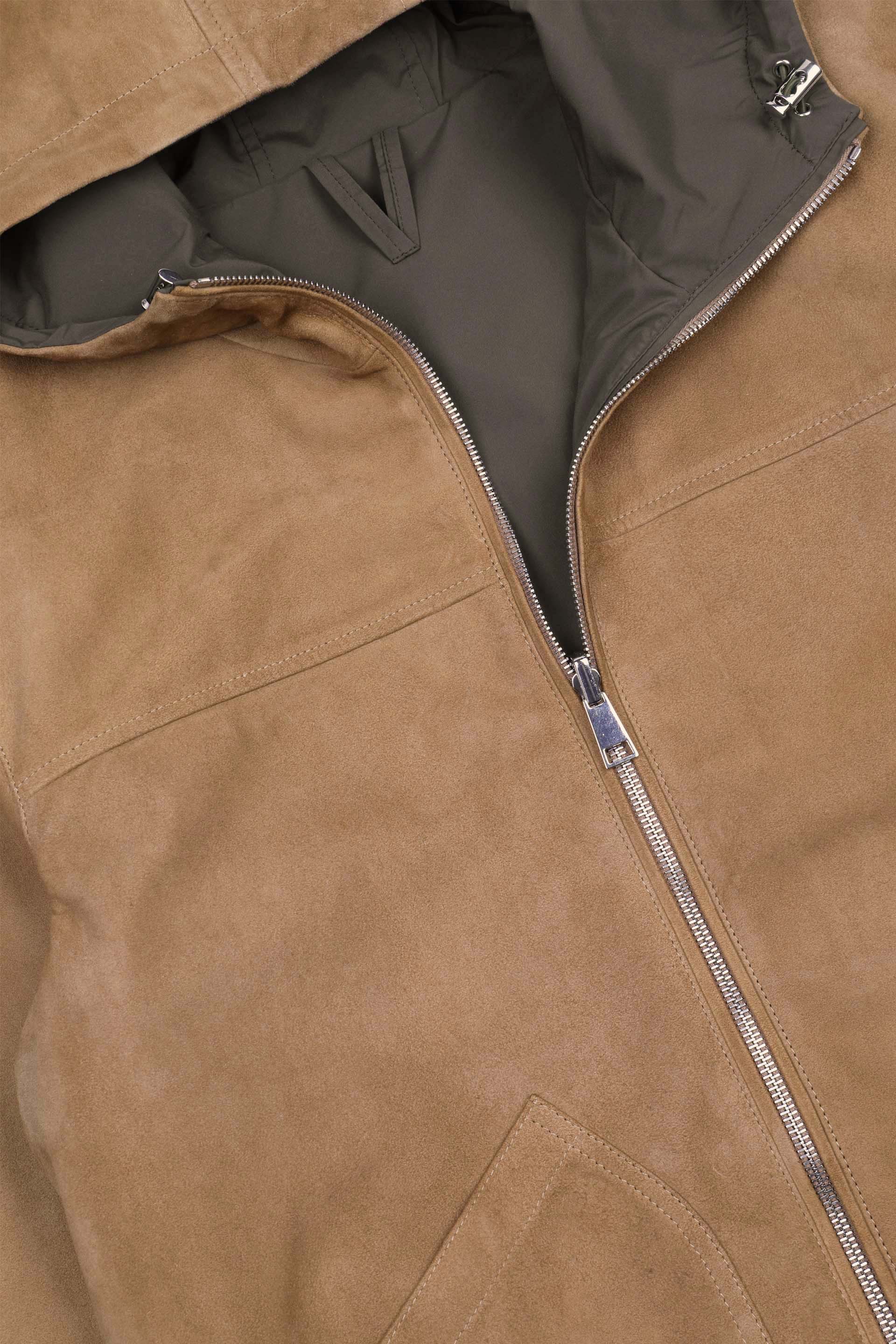 Giubbotto Coyle reversibile con cappuccio in suede e tessuto waterproof. Beige - Arachide/Military