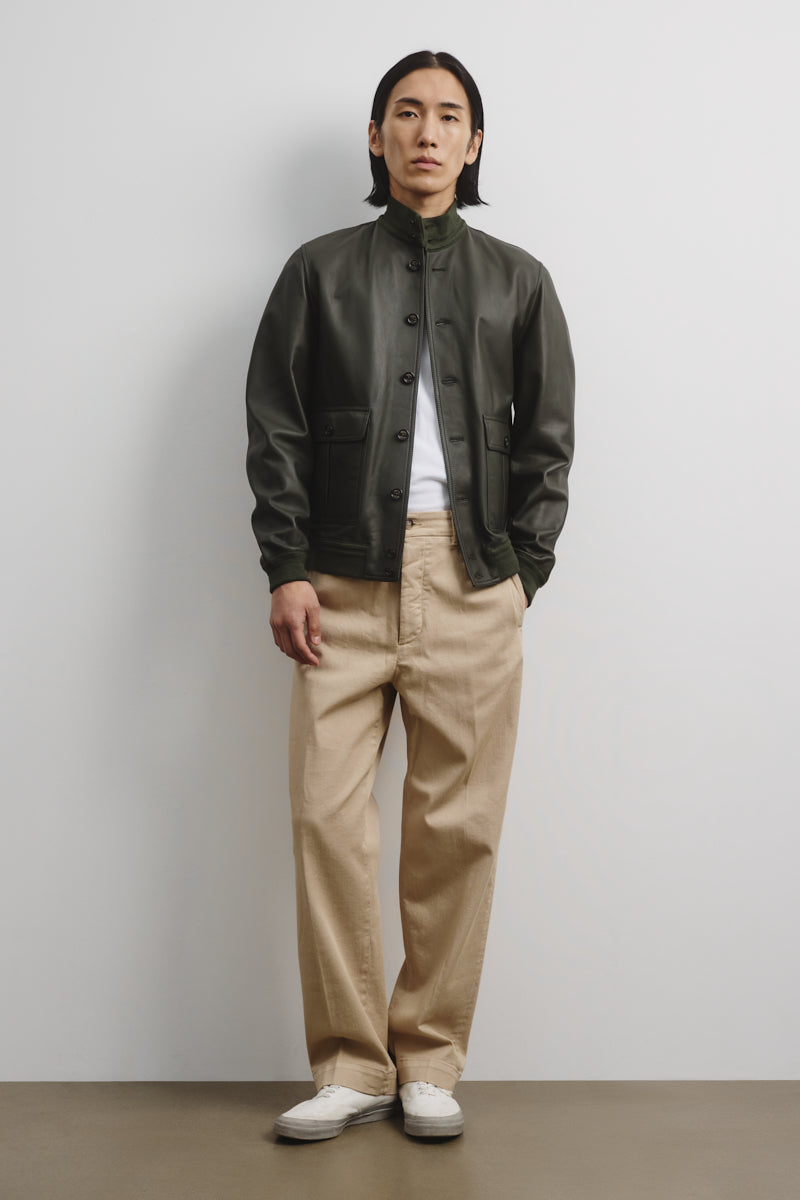 Unlined Valstarino jacket in nappa leather. Green - Caccia