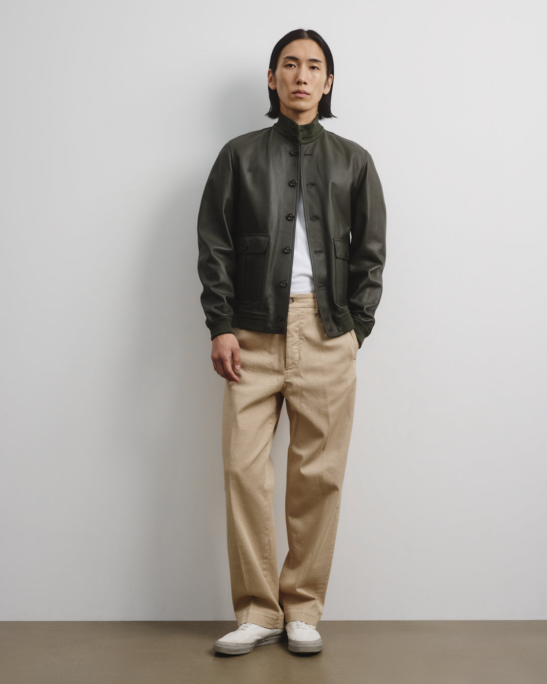 Unlined Valstarino jacket in nappa leather. Green - Caccia Unlined Valstarino jacket in nappa leather. Green - Caccia