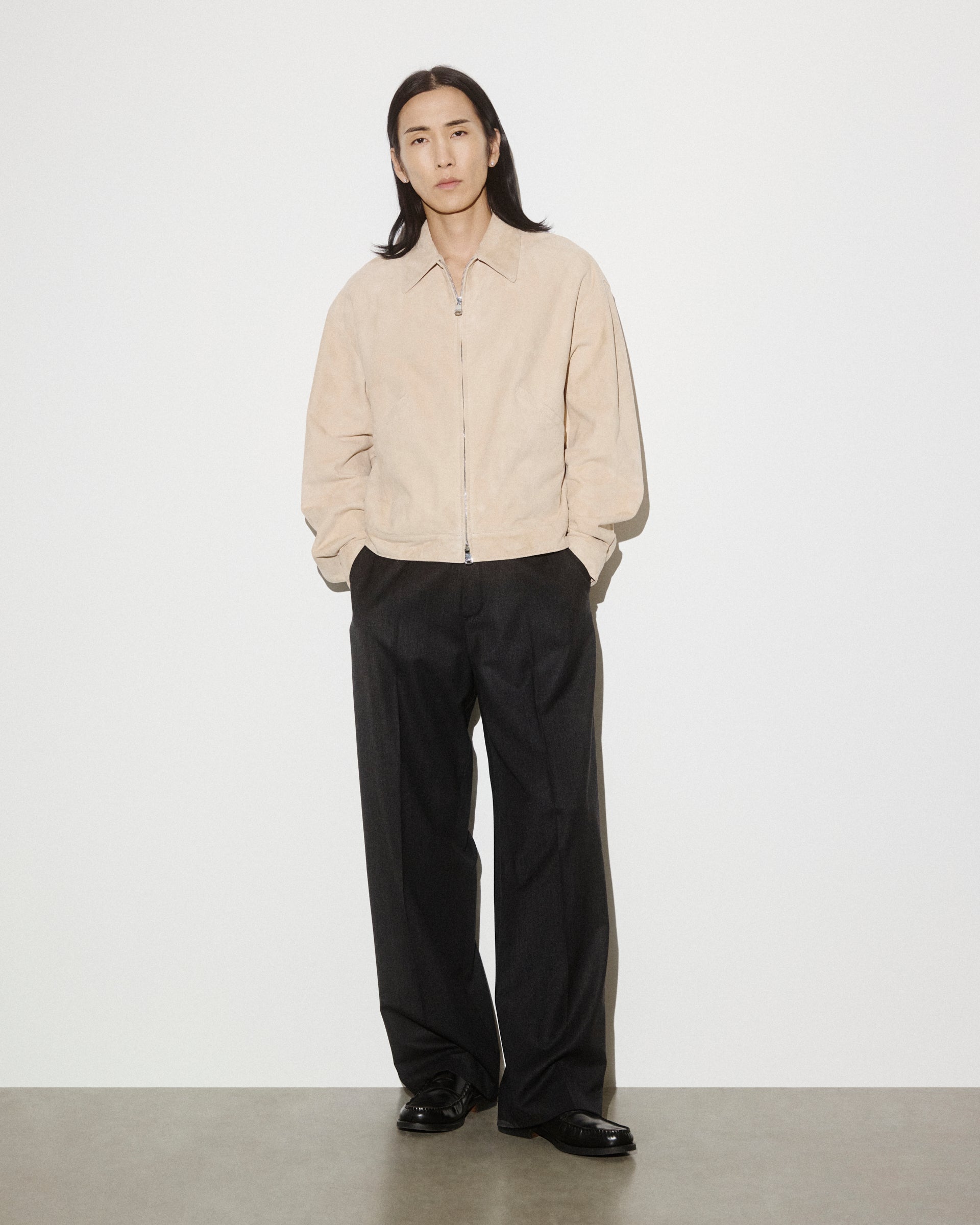 Stan Bomber jacket in suede leather, unlined. Beige - Sisal