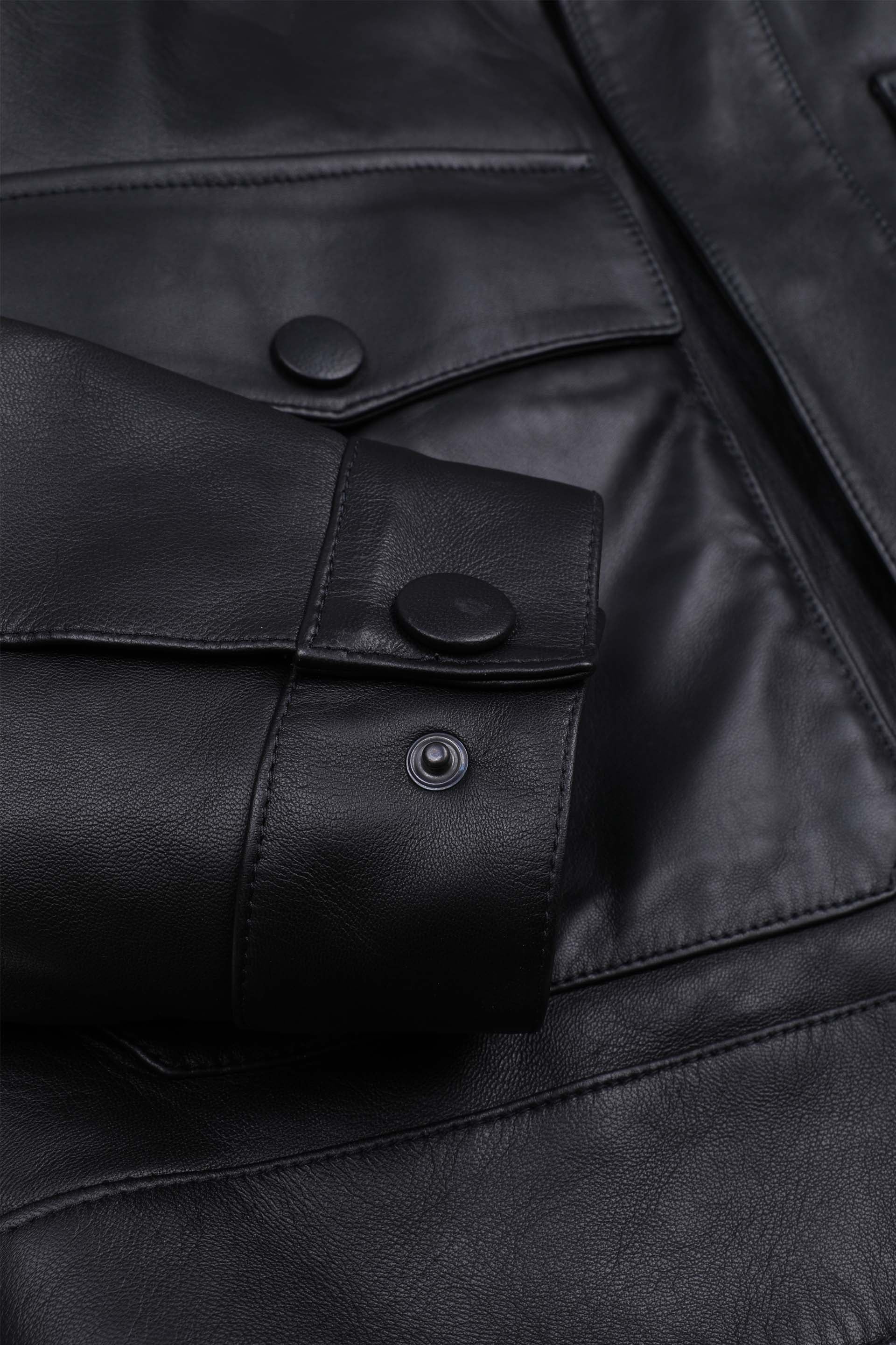 Giubbotto bomber Tom in nappa con collo in shearling, imbottoto. Black - Black