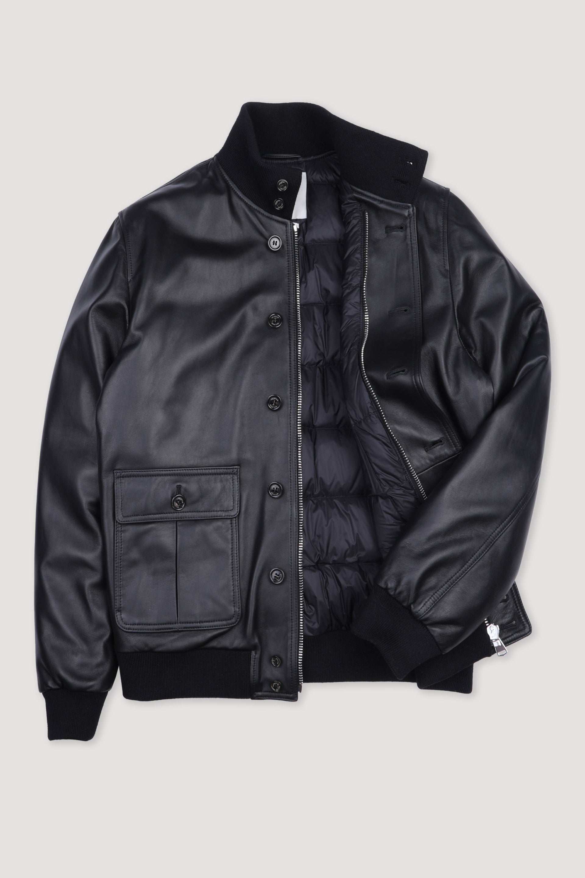 GIUBBOTTO VALSTARINO IMBOTTITO PIUMA, NAPPA - Black