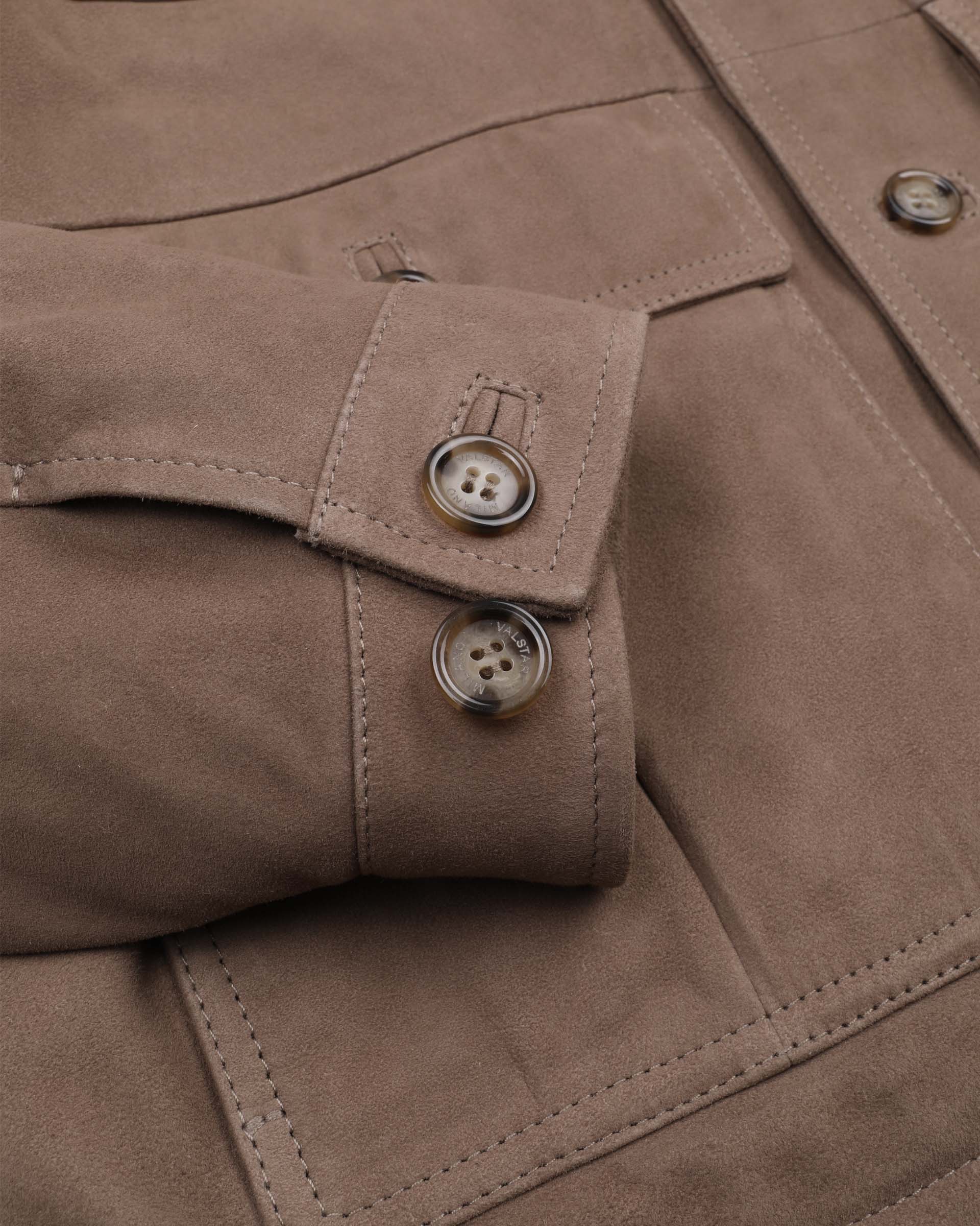 Field jacket Brera in suede, imbottita e collo in maglia di lana. Marrone - Grege