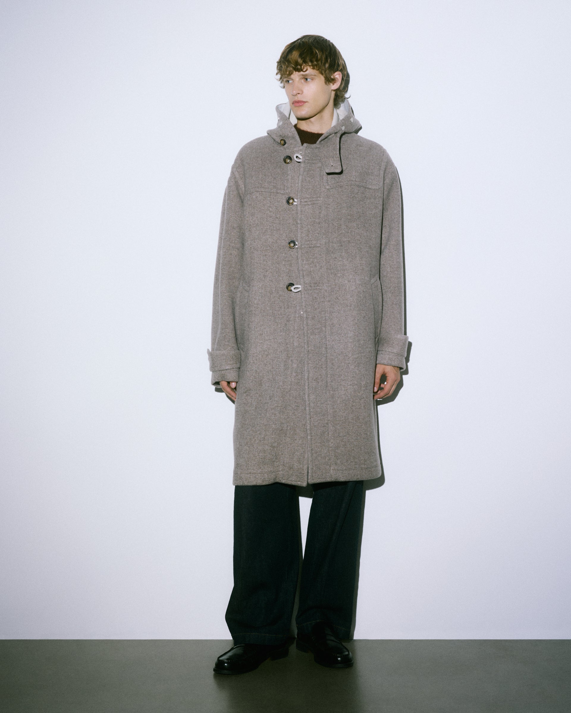40S MONTGOMERY WARD コットンアノラック　ボロ　L Camus montgomery in herringbone alpaca-wool felt. Beige - Vicuna/Latte