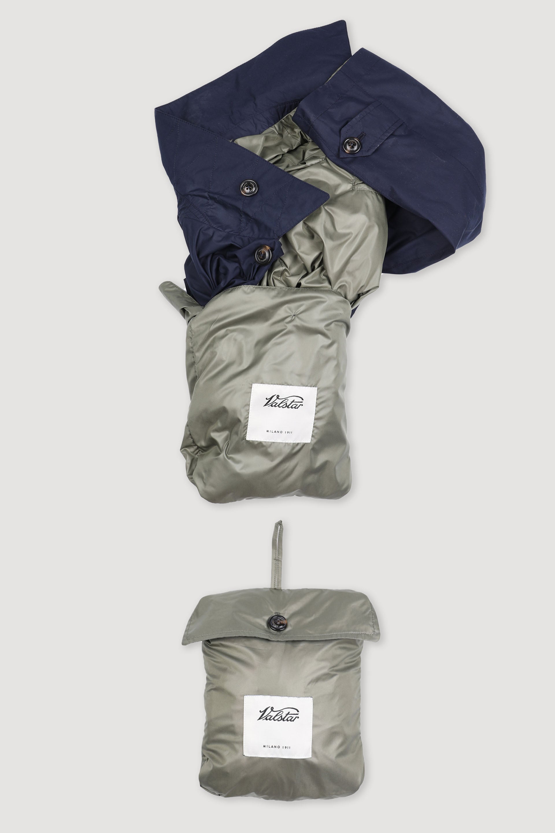 TRENCH MILANO TASCABILE, FODERATO, TESSUTO OPACO WR ULTRALEGGERO - Navy blue