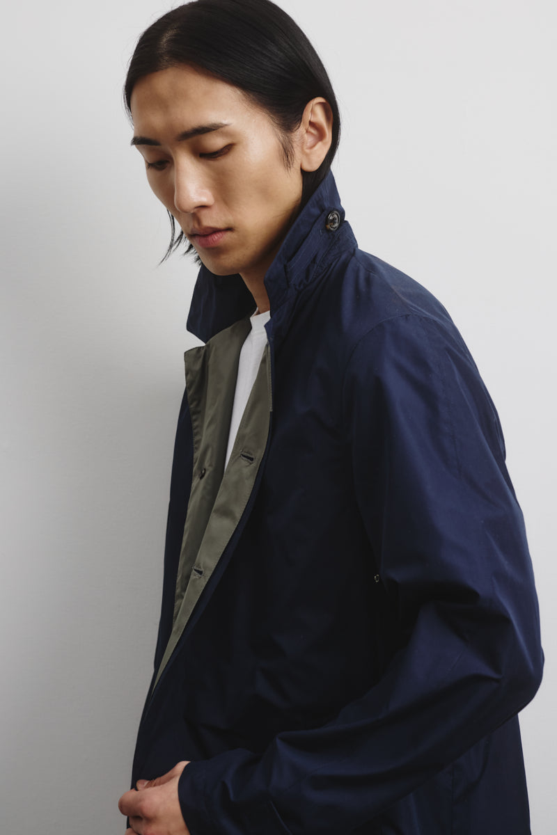 TRENCH MILANO TASCABILE, FODERATO, TESSUTO OPACO WR ULTRALEGGERO - Navy blue