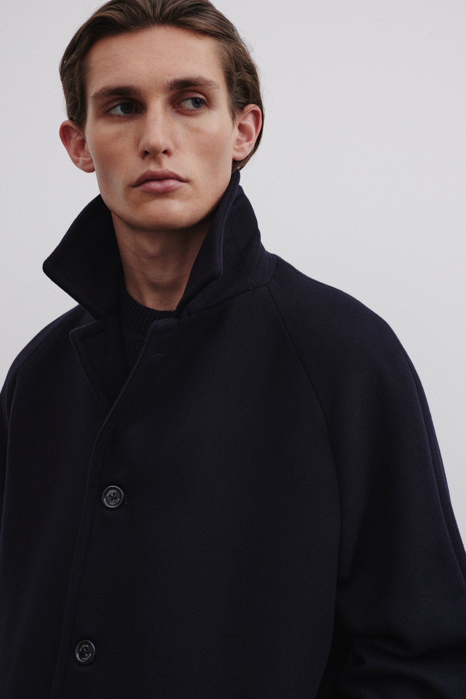 CAPPOTTO VITTORIO, FODERATO, PANNO IN LANA VERGINE - Navy blue