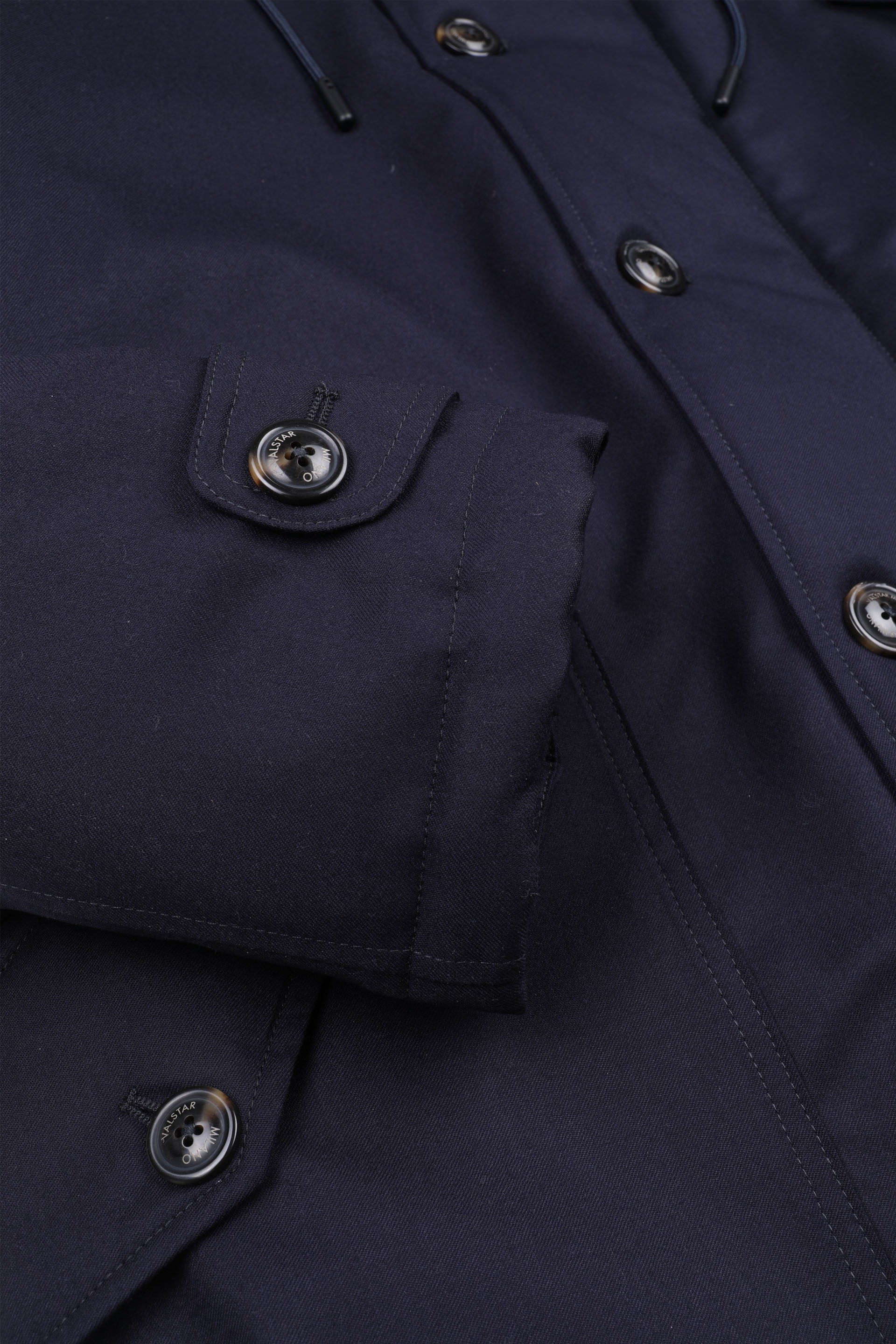 PARKA IMBOTTITO IN PIUMA, FLANELLA DI LANA VERGINE 2 LAYER - Navy blue