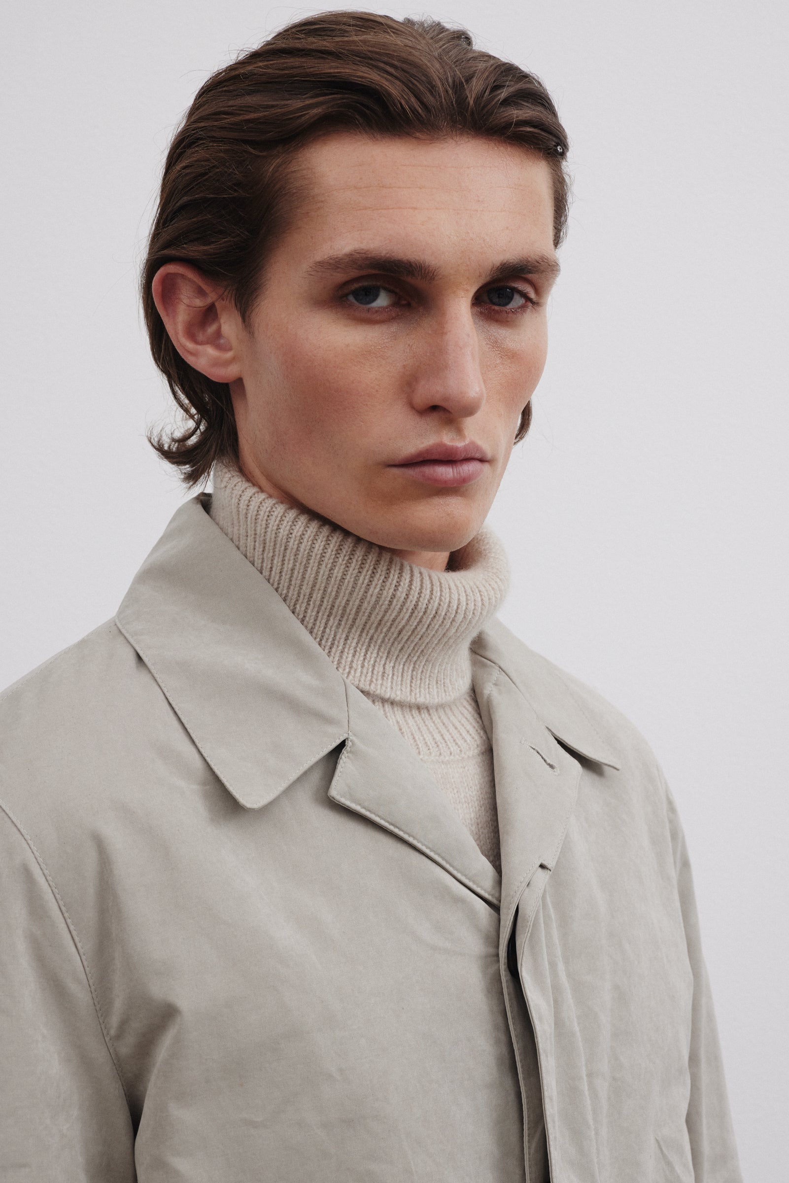 TRENCH COAT MILANO, TESSUTO MISTO COTONE CERATO WR, IMBOTTITO - Ghiaia