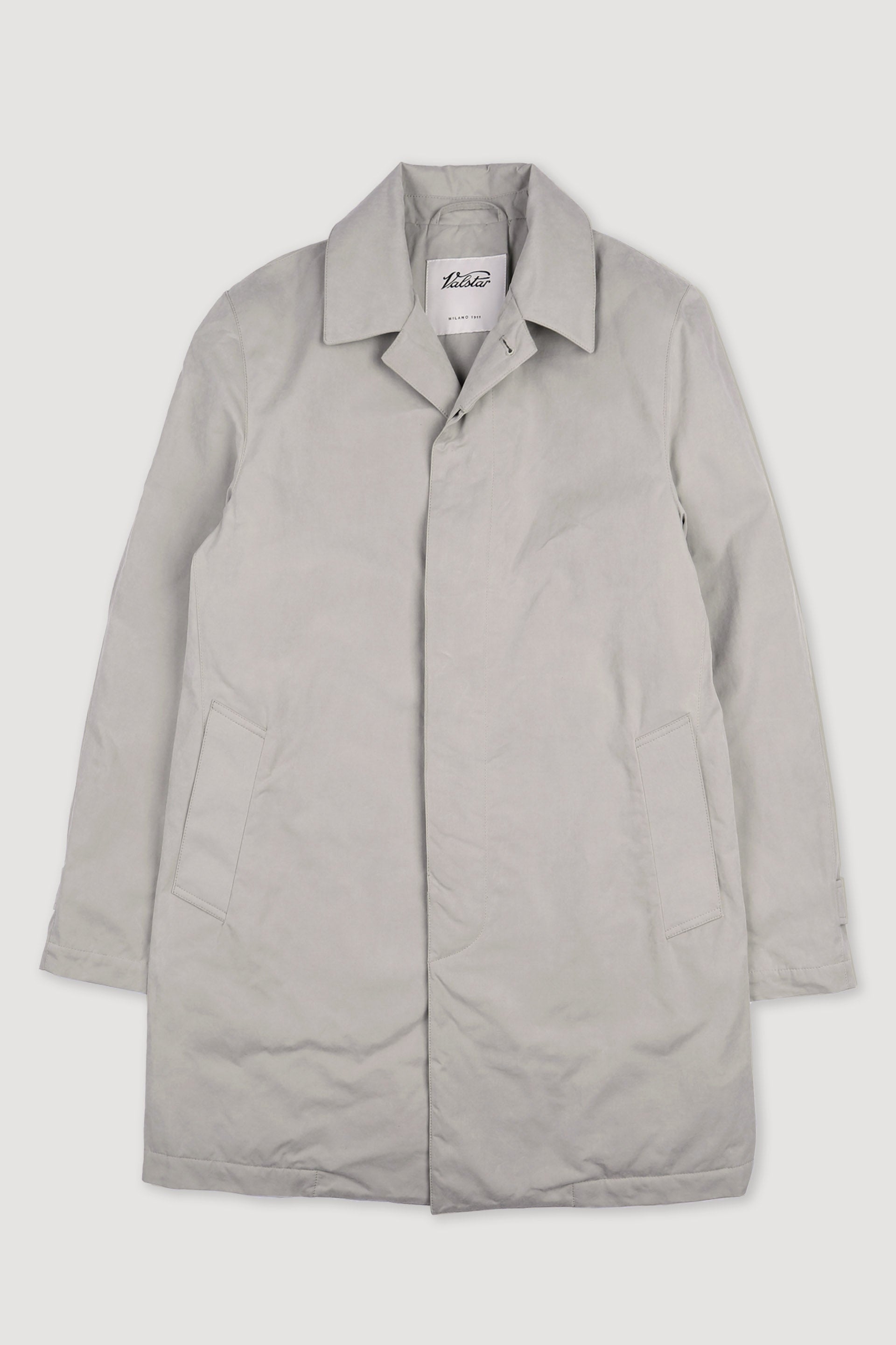 TRENCH COAT MILANO, TESSUTO MISTO COTONE CERATO WR, IMBOTTITO - Ghiaia