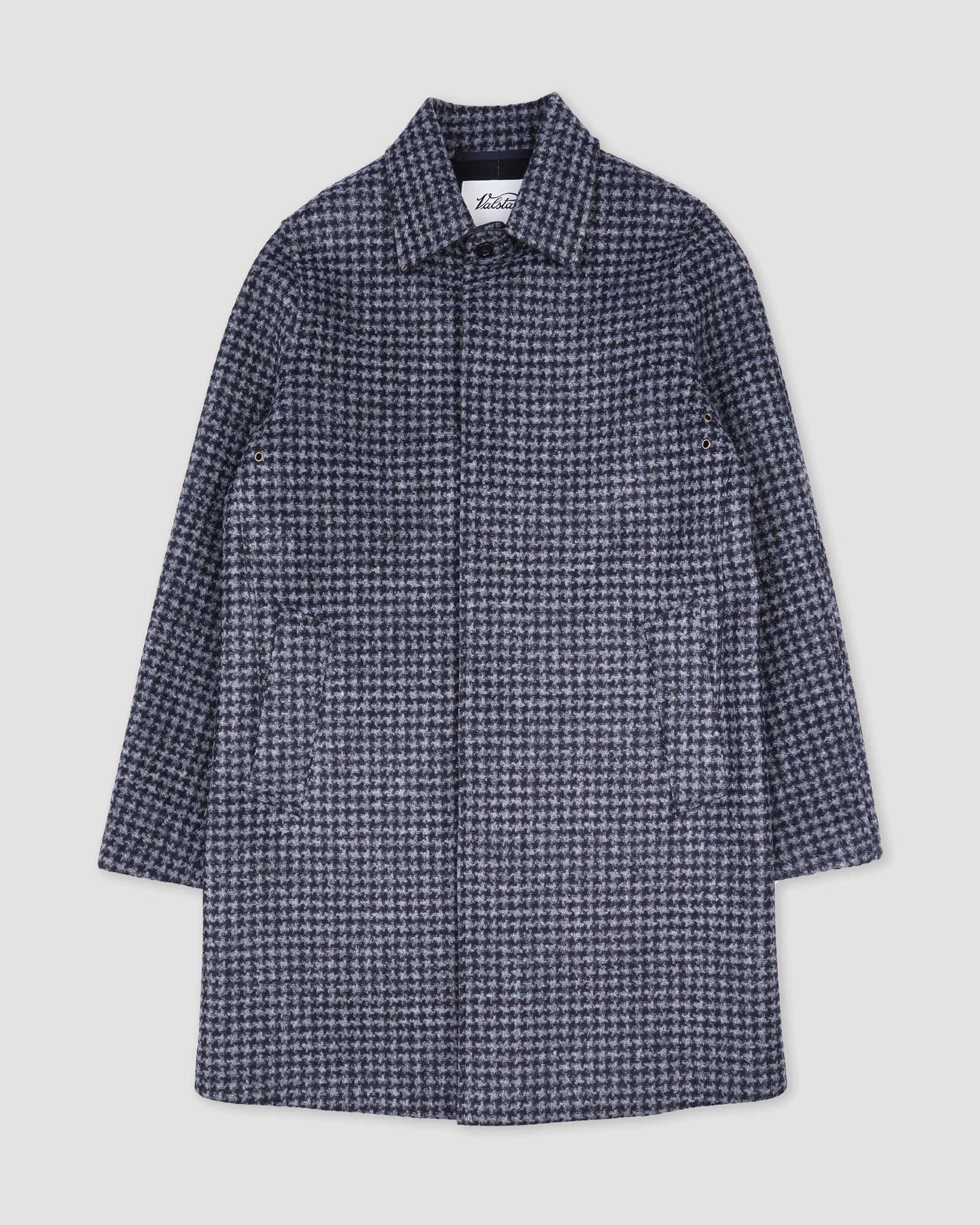 マッキントッシュロンドン ヴァルスタージャケット ネイビー スライバーニット Pied-de-poule trench coat in technical wool jersey. Multicolor - Navy/