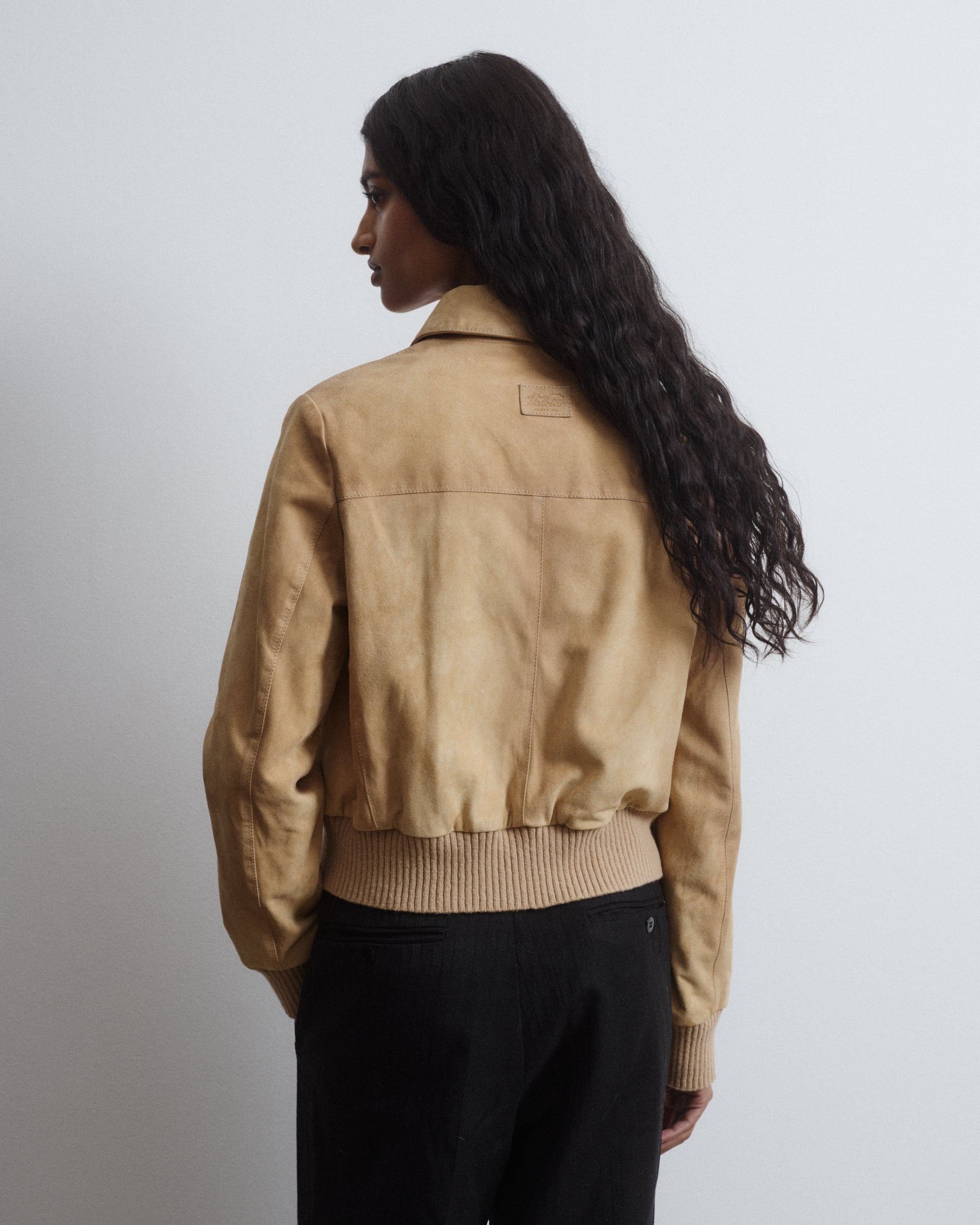 DONNA-VALSTARINO CROPPED CON BOTTONI IN LIGHT SUEDE VINTAGE, BORDI FONDO E POLSI IN MAGLIA, FODERATO - Sand