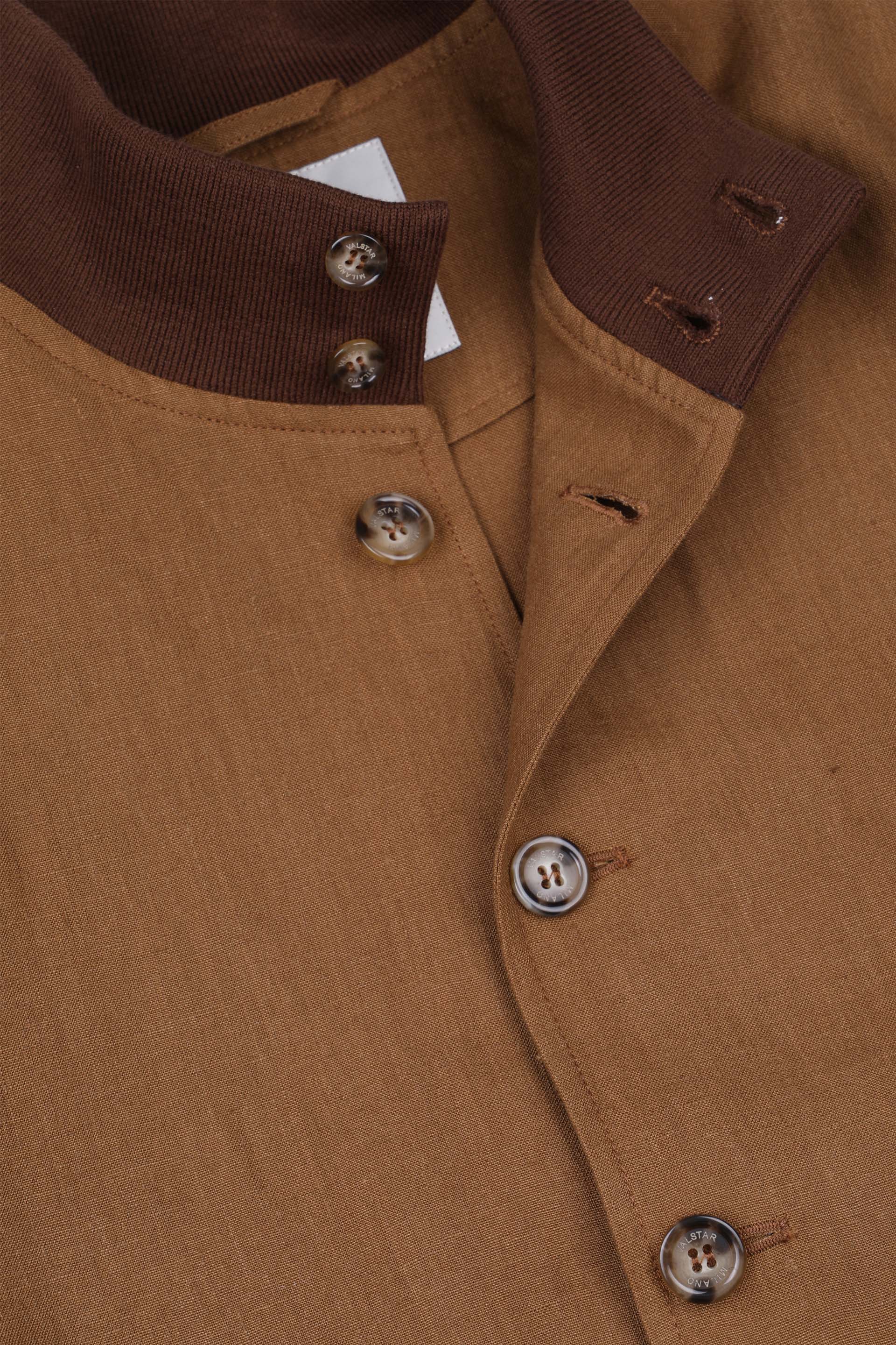 Unlined Valstarino jacket in linen. Brown - Cognac