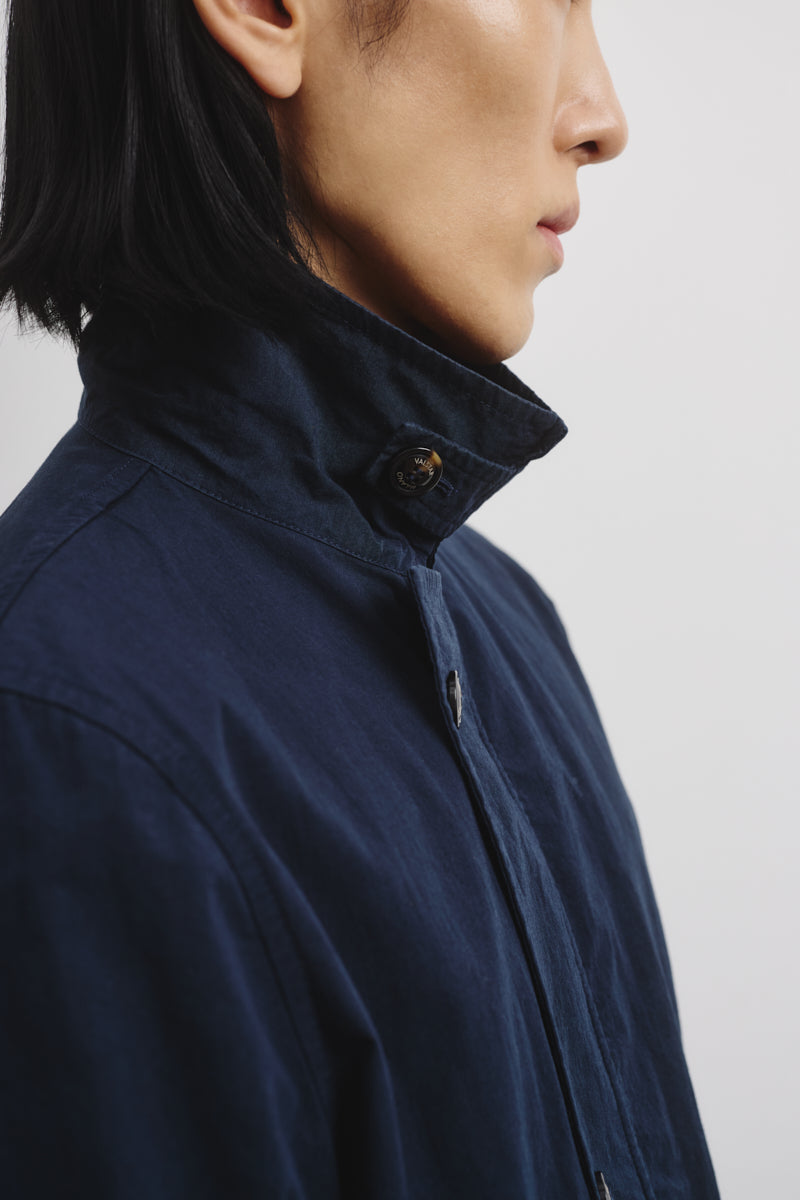 GIUBBOTTO CON ZIP, SFODERATO, TESSUTO GIAPPONESE COTONE/NYLON WR, FINISSAGGIO VINTAGE - Navy blue