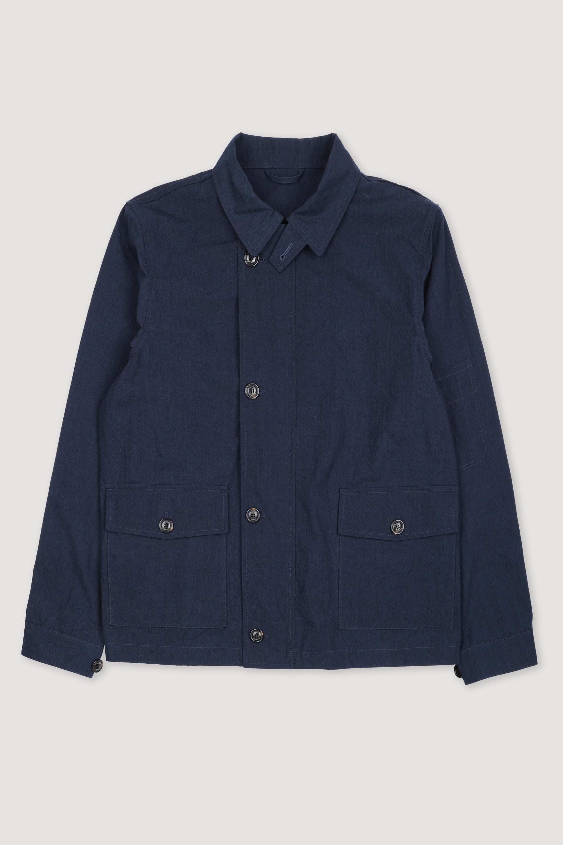 GIUBBOTTO CON ZIP, SFODERATO, TESSUTO GIAPPONESE COTONE/NYLON WR, FINISSAGGIO VINTAGE - Navy blue