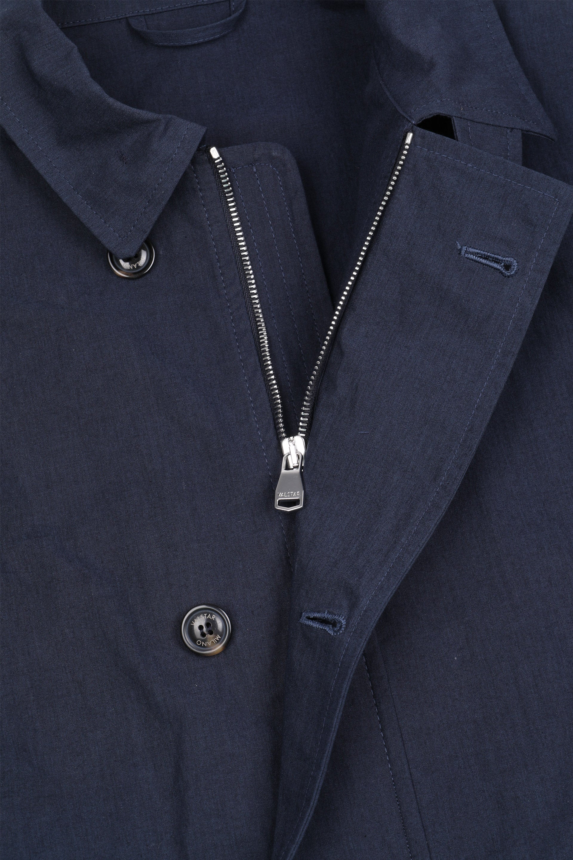 GIUBBOTTO CON ZIP, SFODERATO, TESSUTO GIAPPONESE COTONE/NYLON WR, FINISSAGGIO VINTAGE - Navy blue
