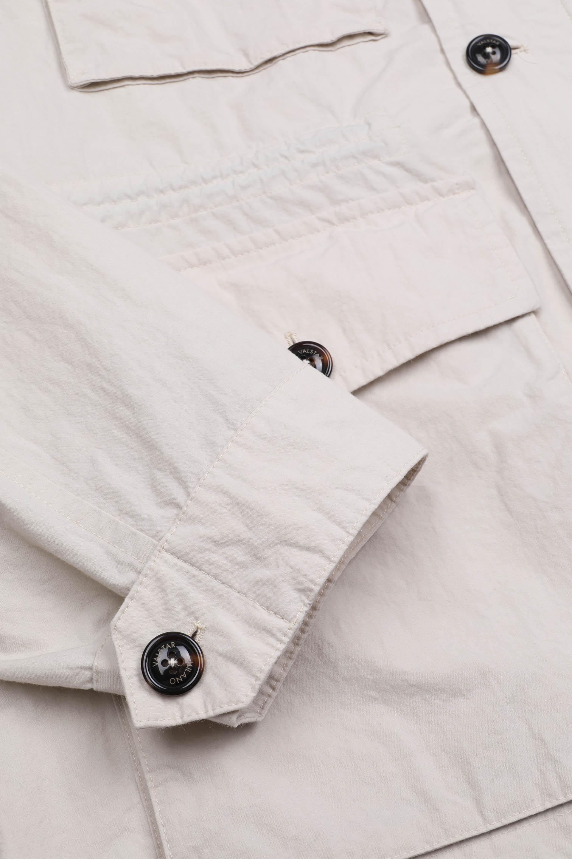 FIELD JACKET CAPPUCCIO ASCOMPARSA, SFODERATO, TESSUTO GIAPPONESE COTONE/NYLON WR, FINISSAGGIO VINTAGE - Ivory