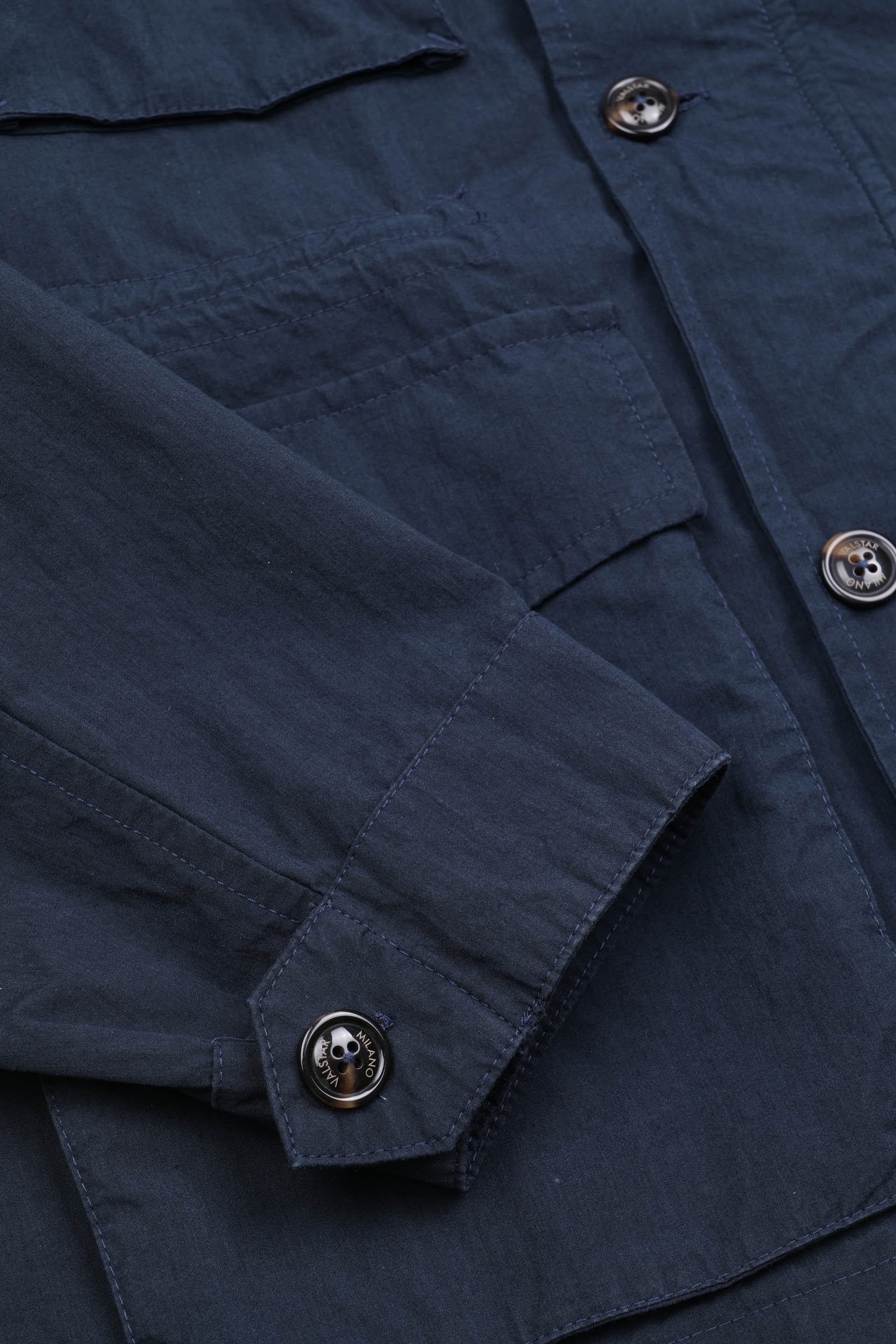FIELD JACKET CAPPUCCIO ASCOMPARSA, SFODERATO, TESSUTO GIAPPONESE COTONE/NYLON WR, FINISSAGGIO VINTAGE - Navy blue