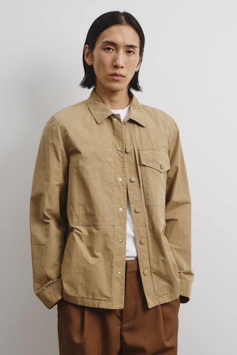 OVERSHIRT, SFODERATA, TESSUTO GIAPPONESE COTONE/NYLON WR, FINISSAGGIO VINTAGE - Mou