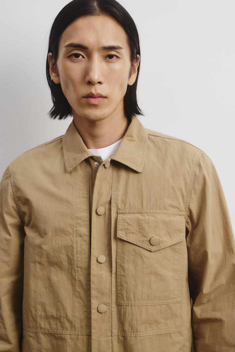 OVERSHIRT, SFODERATA, TESSUTO GIAPPONESE COTONE/NYLON WR, FINISSAGGIO VINTAGE - Mou