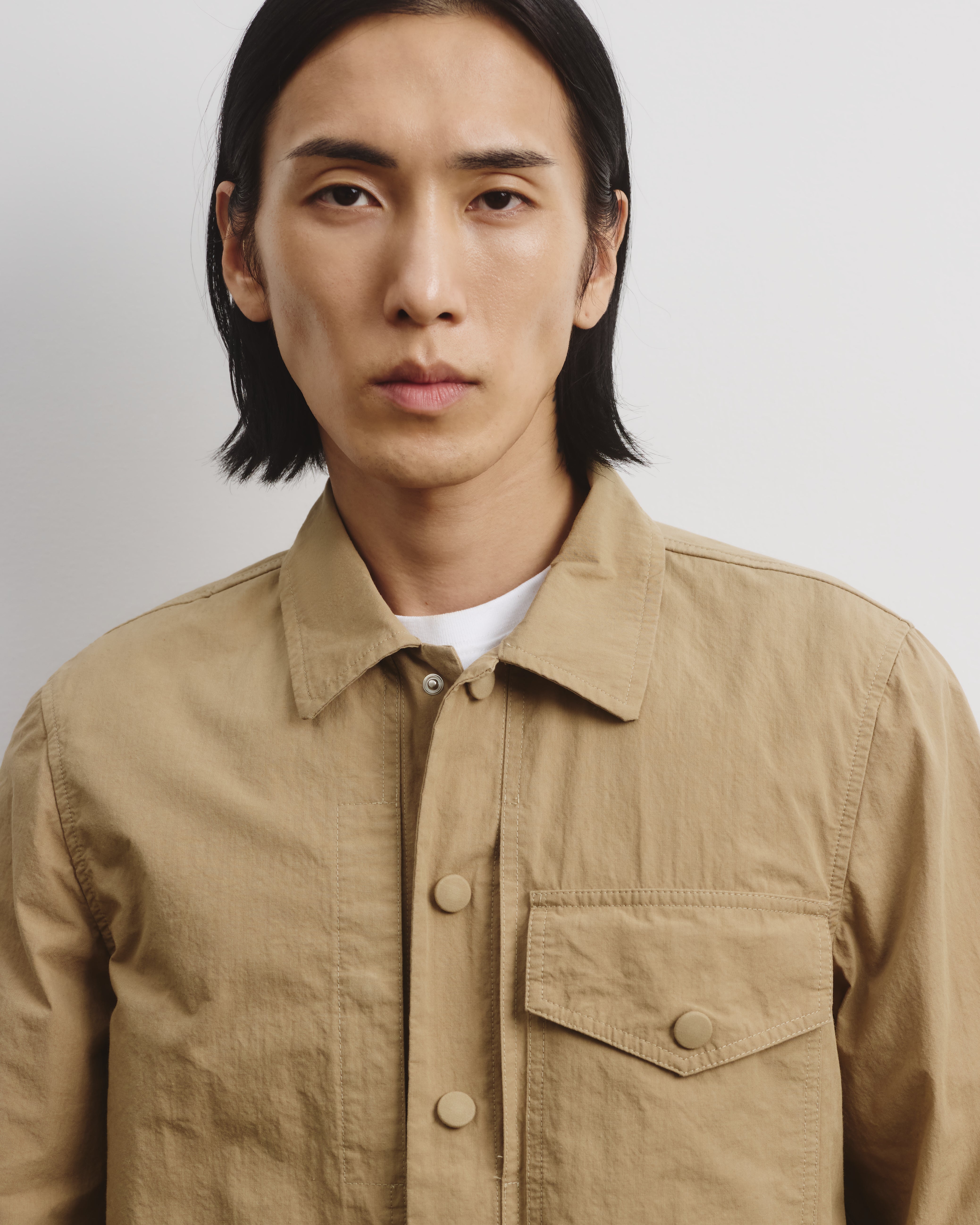 Overshirt in tessuto water repellent di cotone-nylon, sfoderata. Beige - Mou