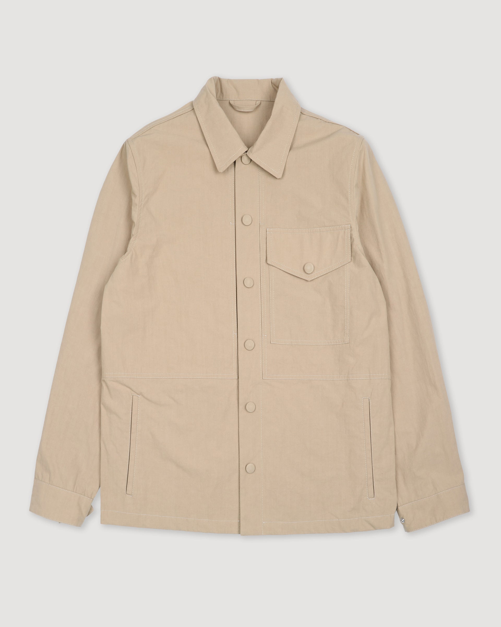 Overshirt in tessuto water repellent di cotone-nylon, sfoderata. Beige - Mou