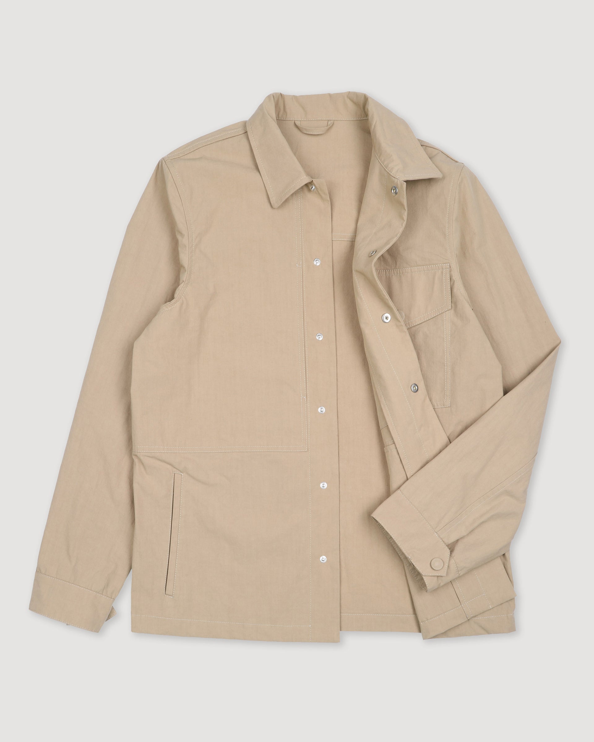 Overshirt in tessuto water repellent di cotone-nylon, sfoderata. Beige - Mou