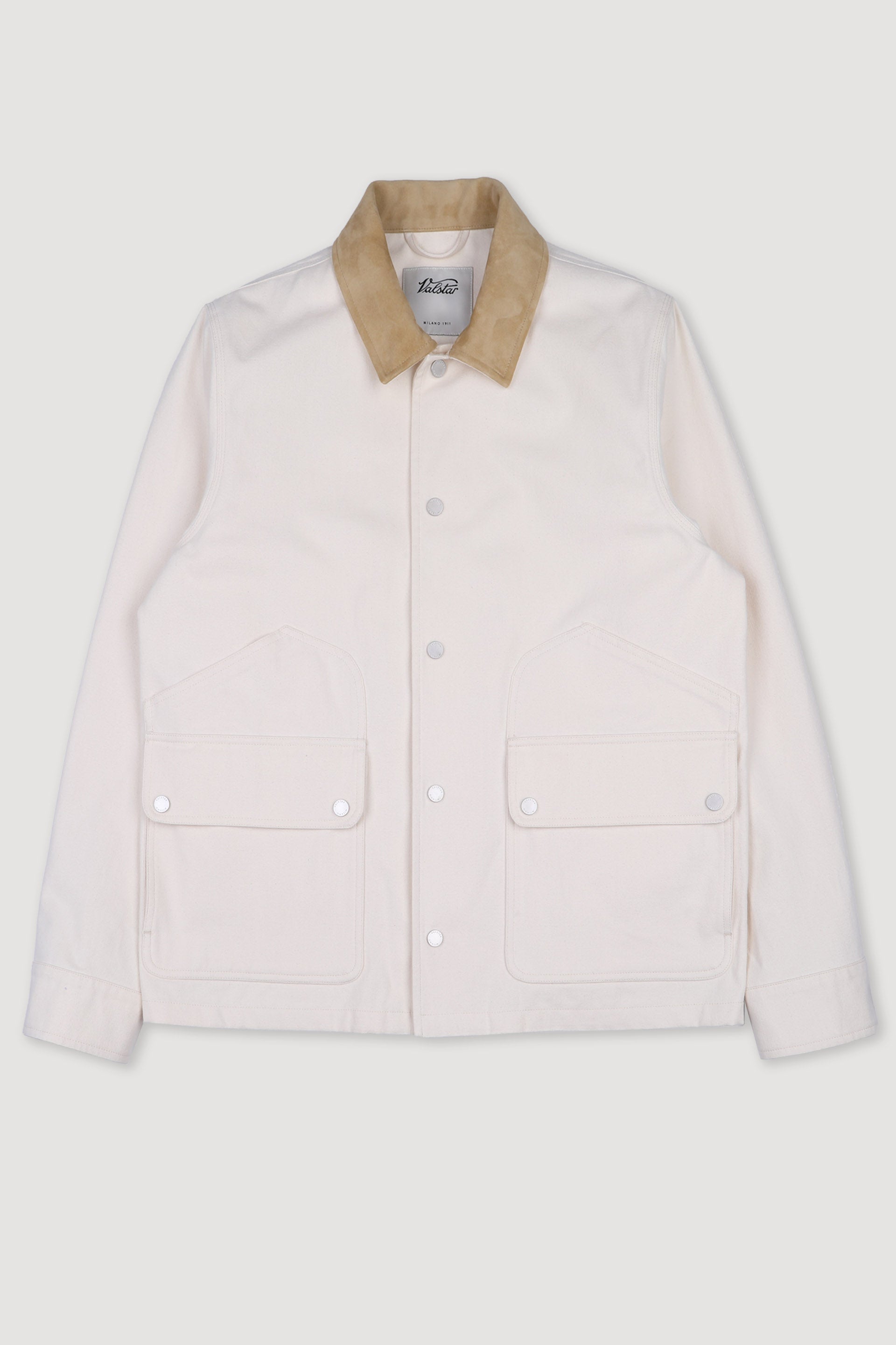PETER WORK JACKET, SFODERATA, CANVAS DI COTONE - Avorio