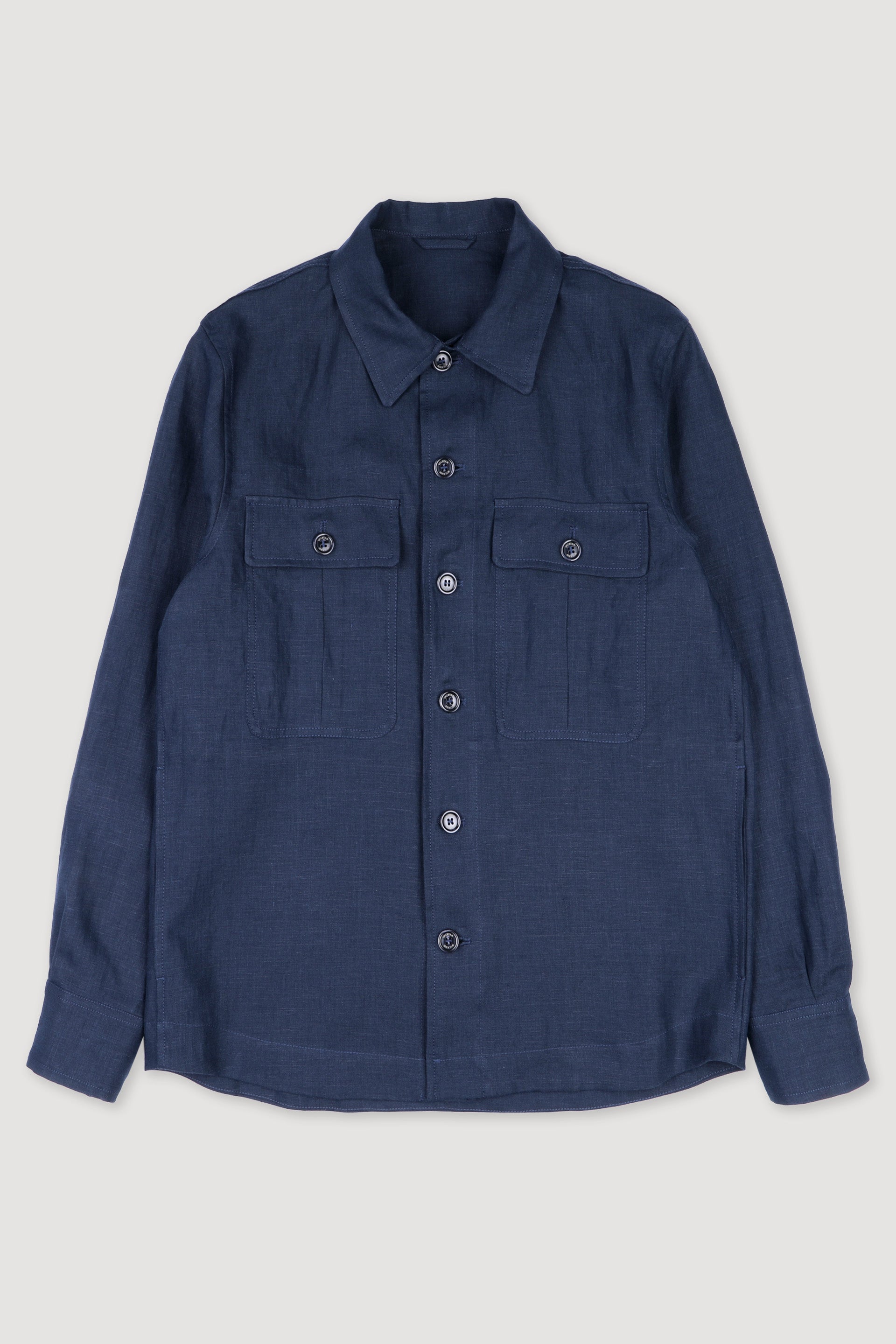 ANTONIO OVERSHIRT , SFODERATA, LINO - Blu notte