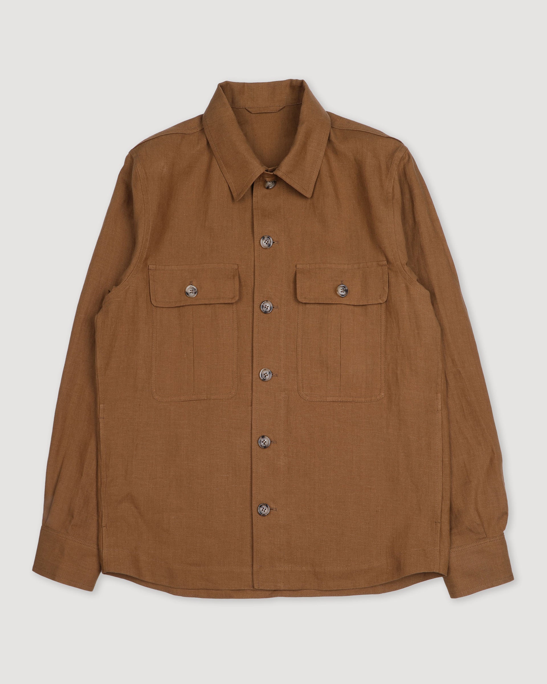 Overshirt Antonio in lino, sfoderata. Marrone - Cognac