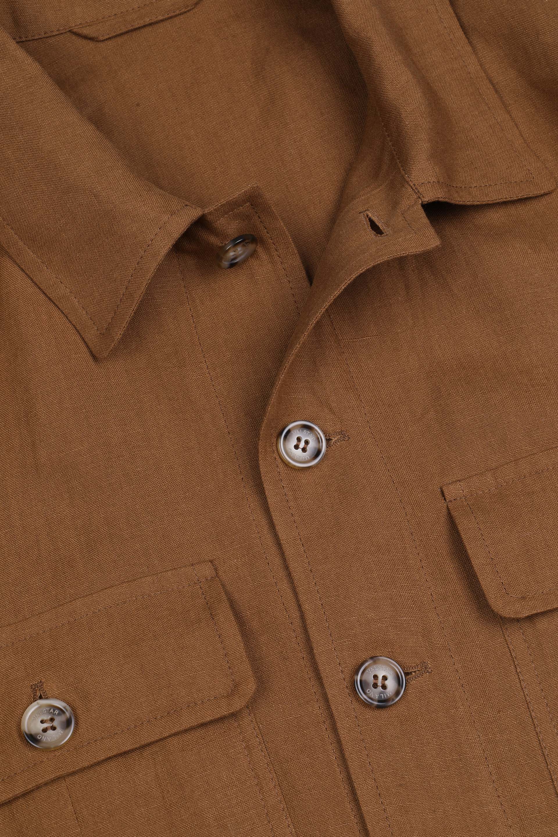 ANTONIO OVERSHIRT , SFODERATA, LINO - Cognac