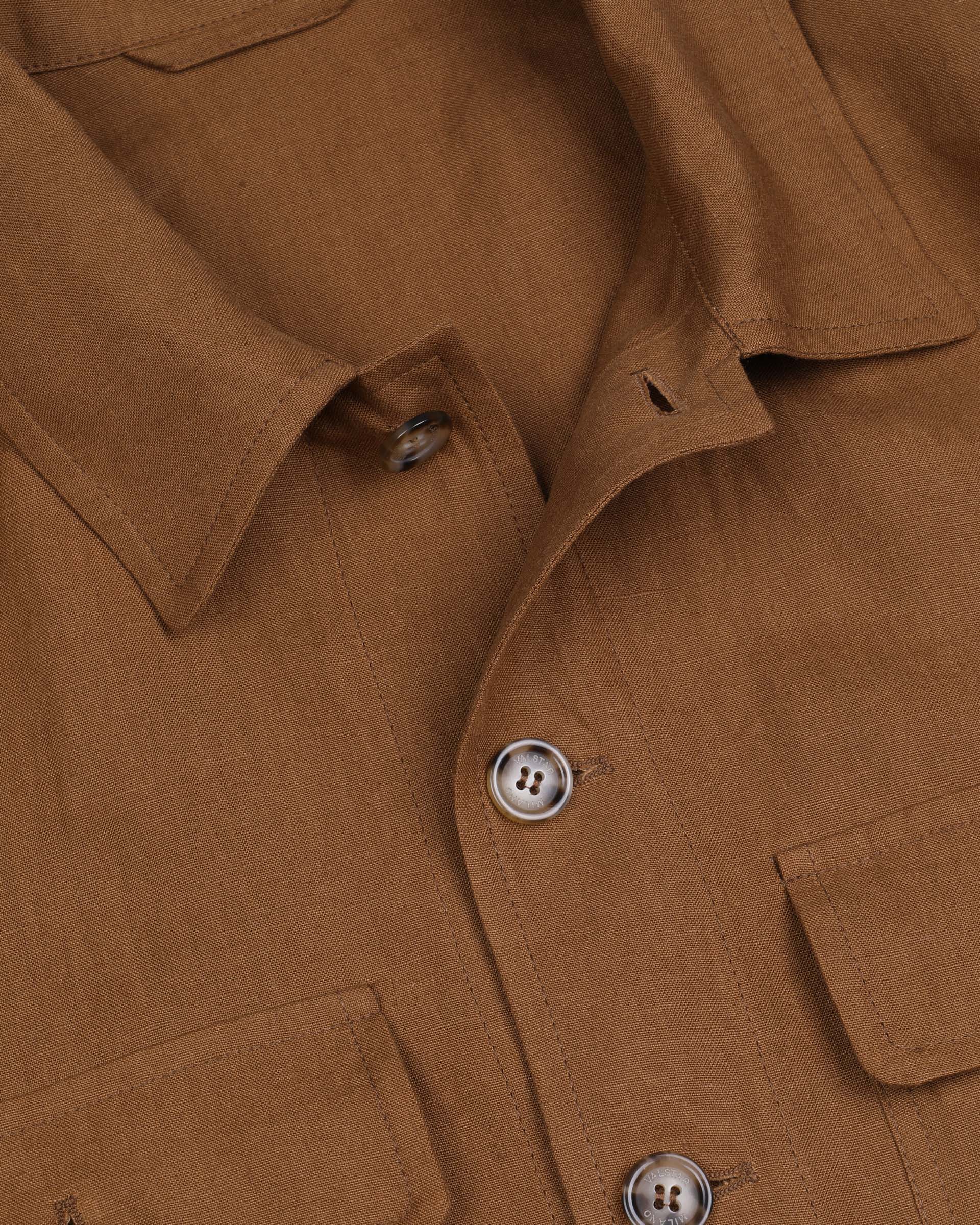 Overshirt Antonio in lino, sfoderata. Marrone - Cognac