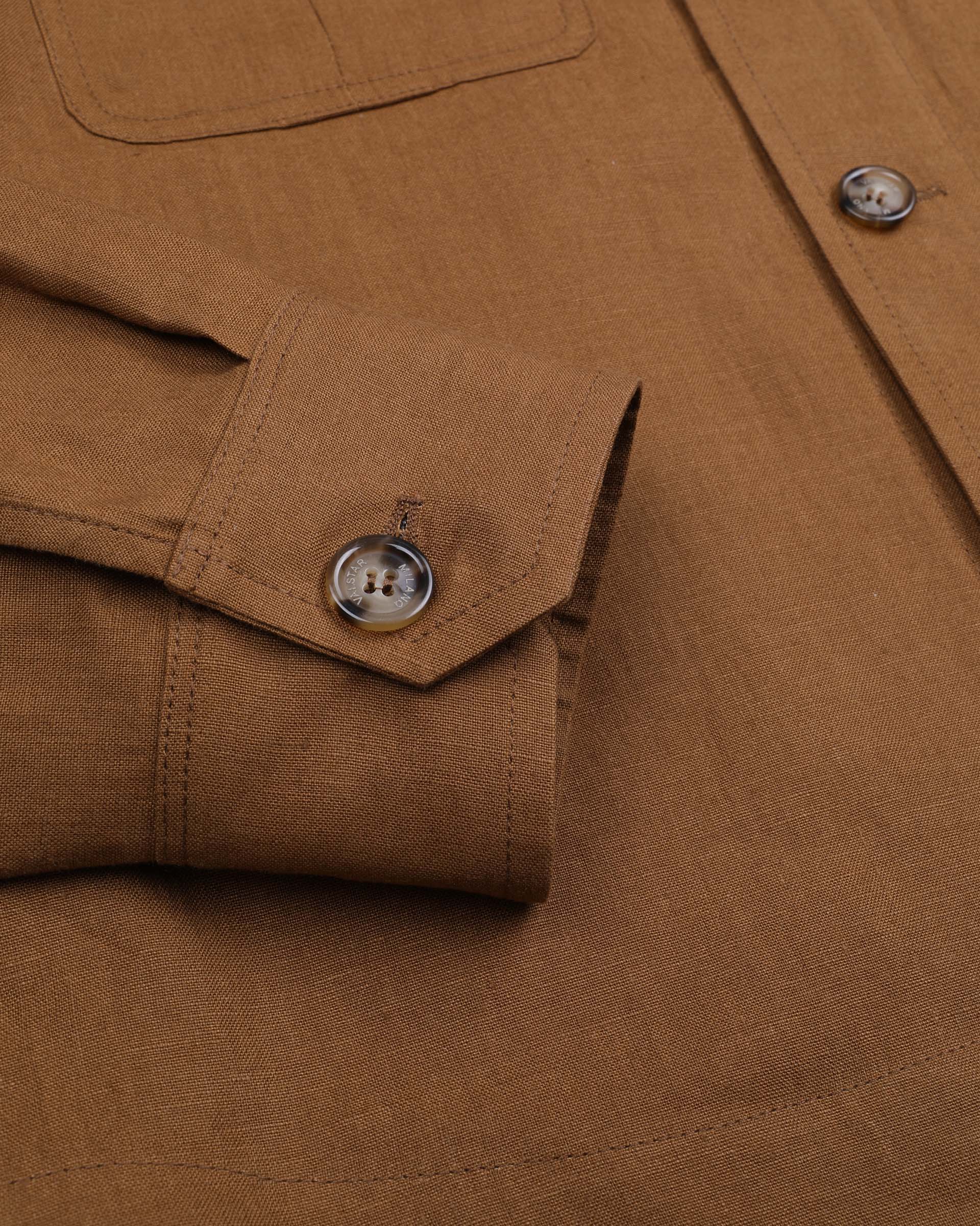 Overshirt Antonio in lino, sfoderata. Marrone - Cognac