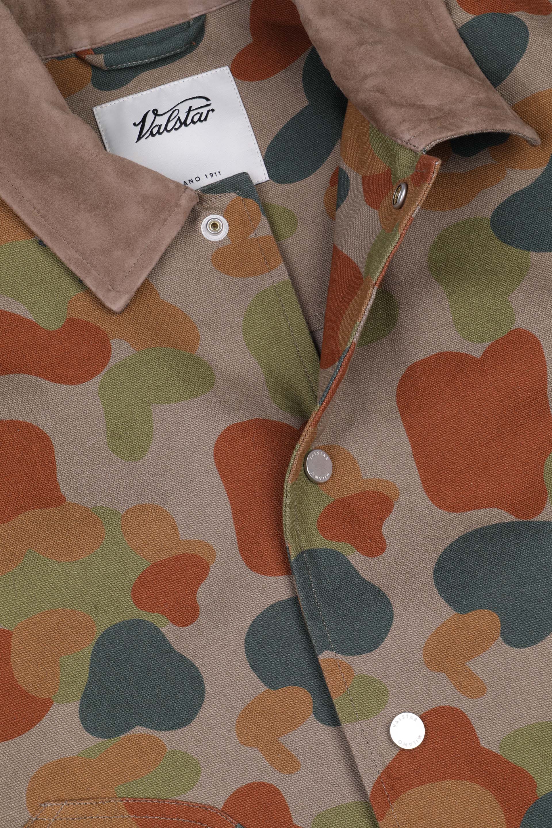 GIACCA WORK REVERSIBILE, SFODERATA, TESSUTO SPINA DI PESCE GIAPPONESE DI COTONE DOPPIA STAMPA - Coloniale/green/brown