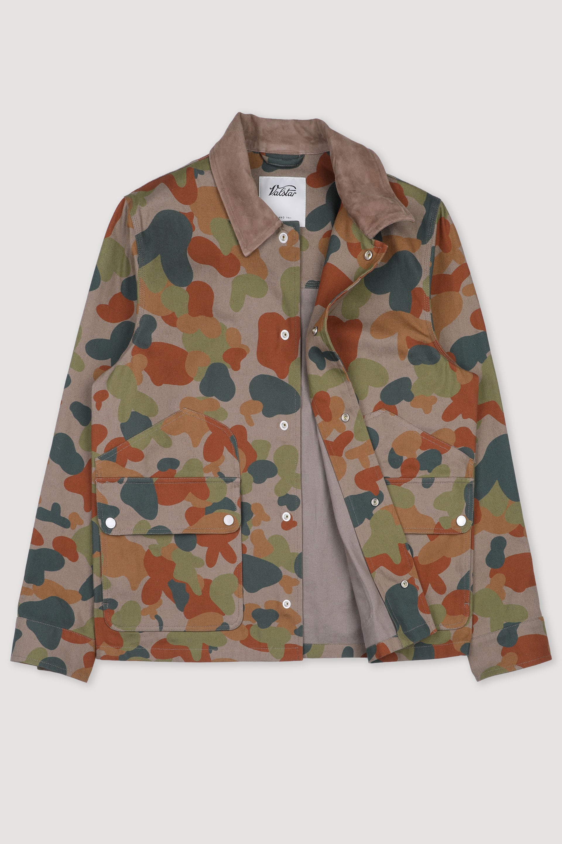 GIACCA WORK REVERSIBILE, SFODERATA, TESSUTO SPINA DI PESCE GIAPPONESE DI COTONE DOPPIA STAMPA - Coloniale/green/brown