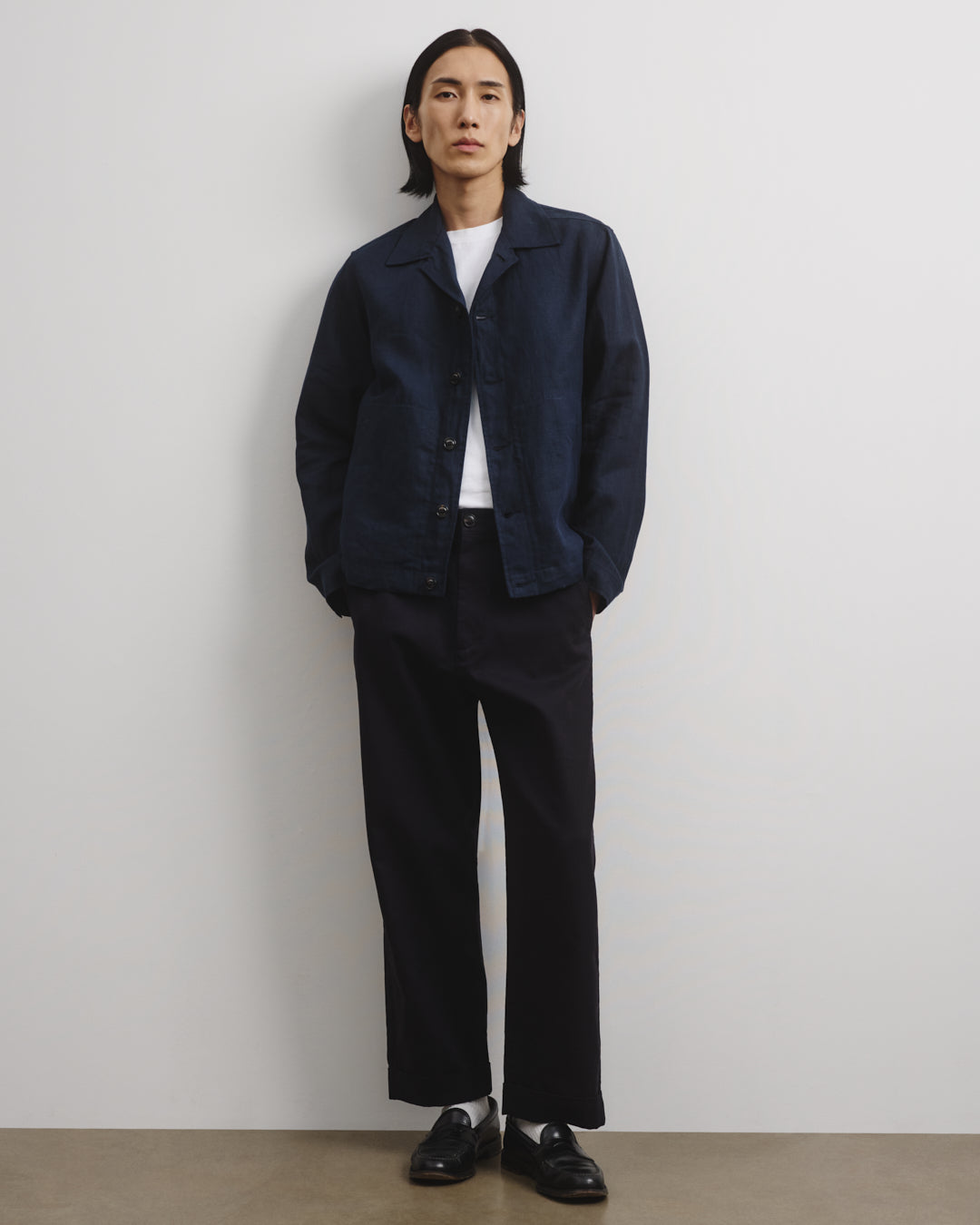 Coach jacket Mickie in lino, sfoderata - Blu notte