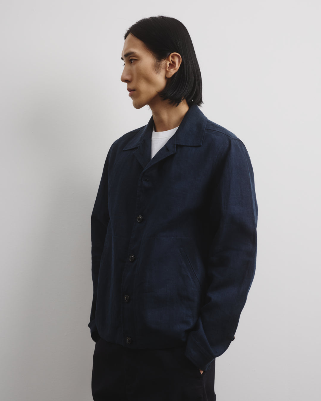 Coach jacket Mickie in lino, sfoderata - Blu notte