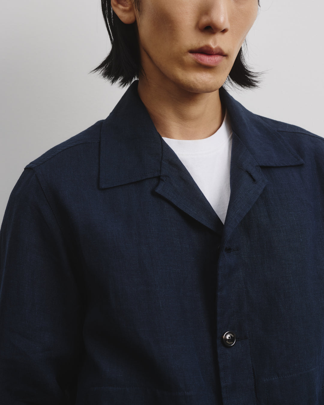 Coach jacket Mickie in lino, sfoderata - Blu notte