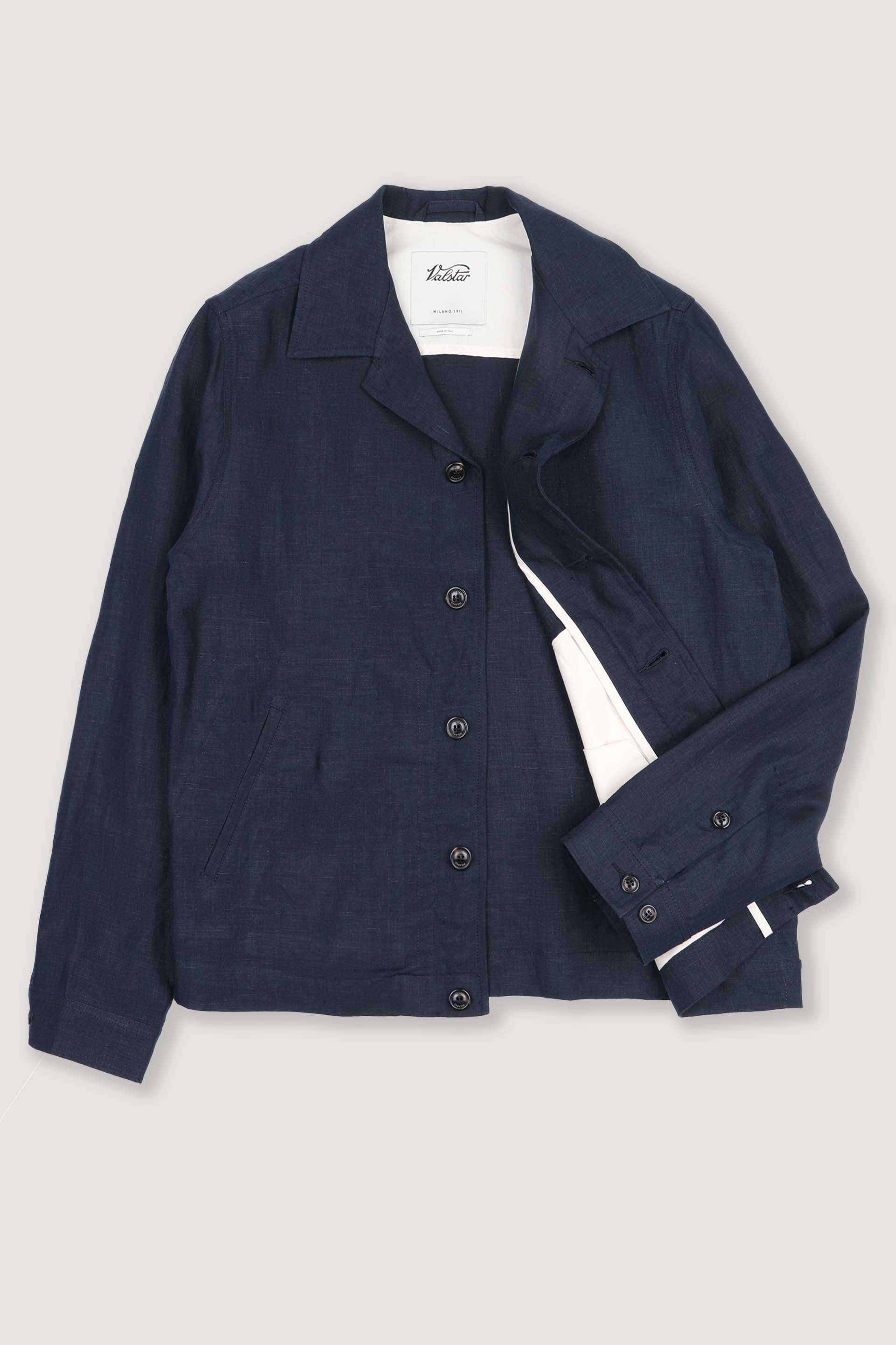 Mickey unlined coach jacket in linen, blue - Blu notte